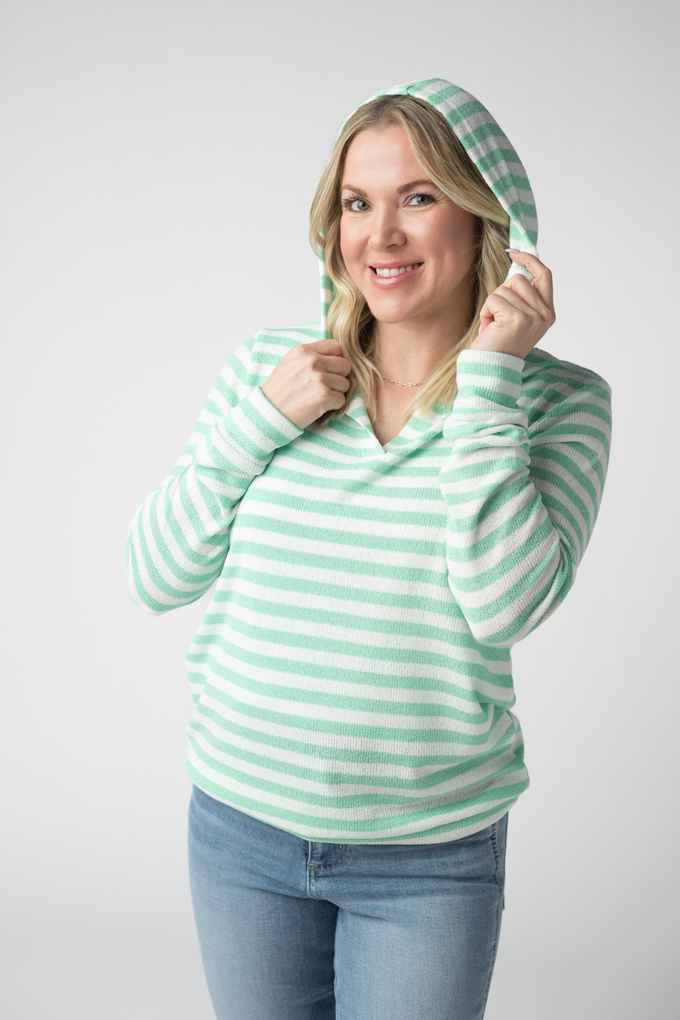 Amelia Striped Hoodie - Green
