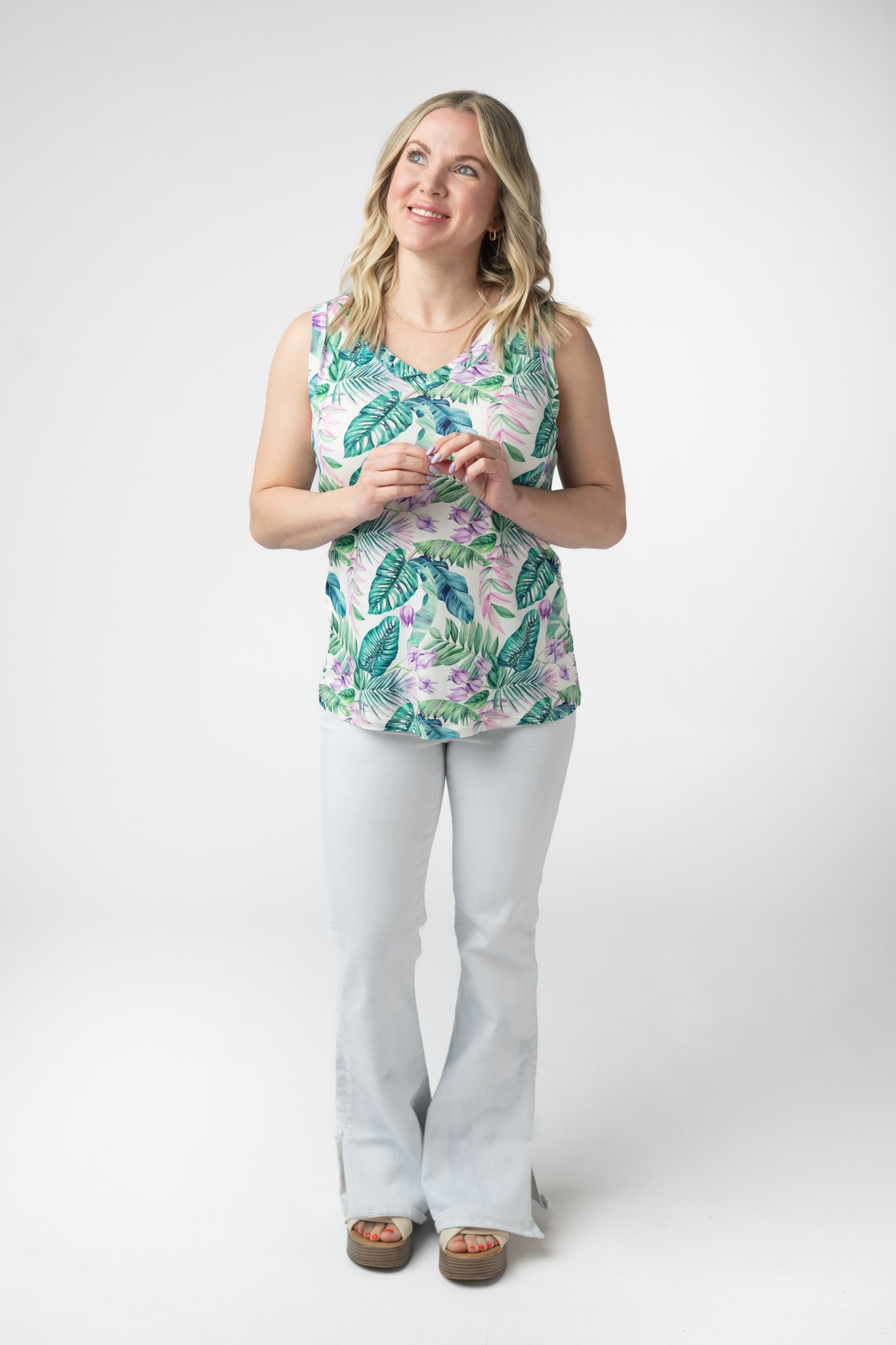 Noelle Tank - Tropical Leaf