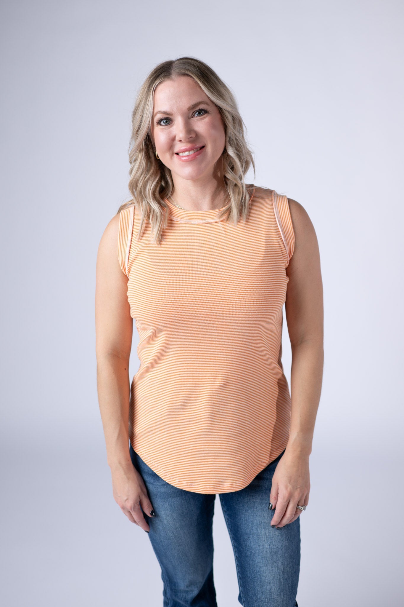 Morgan Micro Striped Tank - Orange