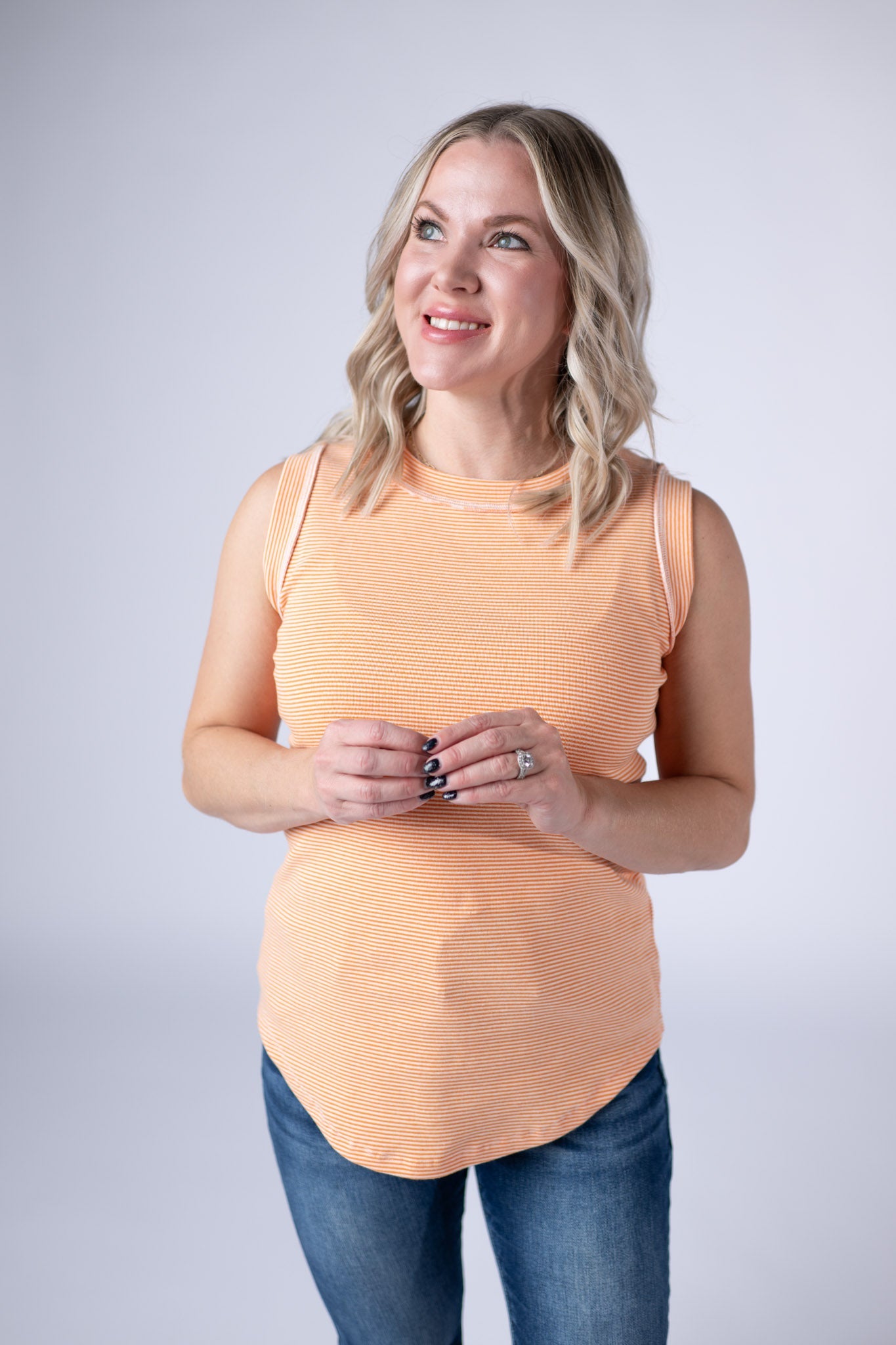 Morgan Micro Striped Tank - Orange