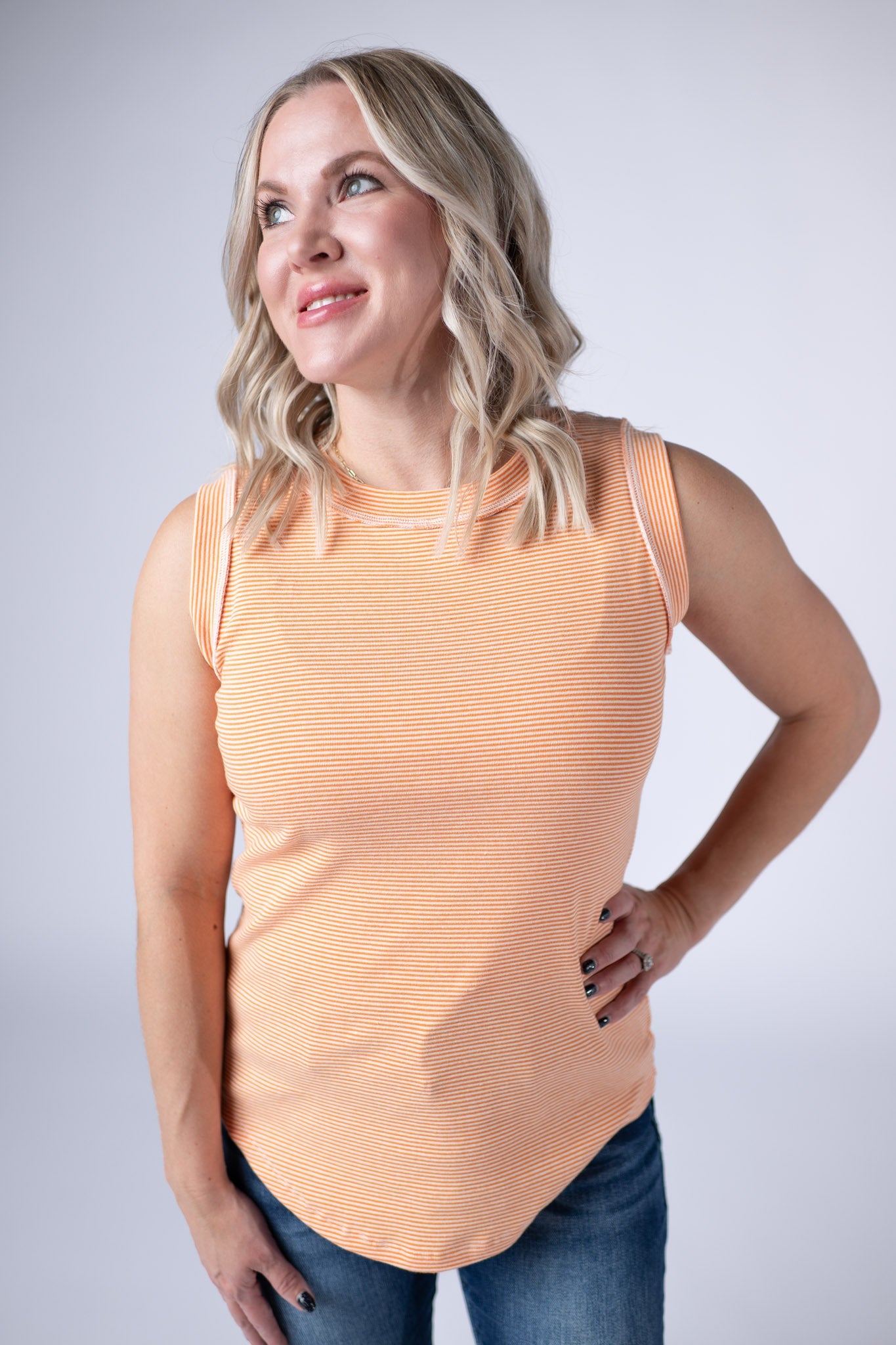 Morgan Micro Striped Tank - Orange