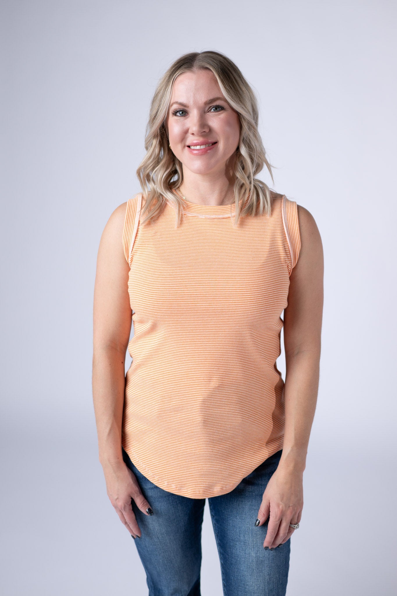 Morgan Micro Striped Tank - Orange