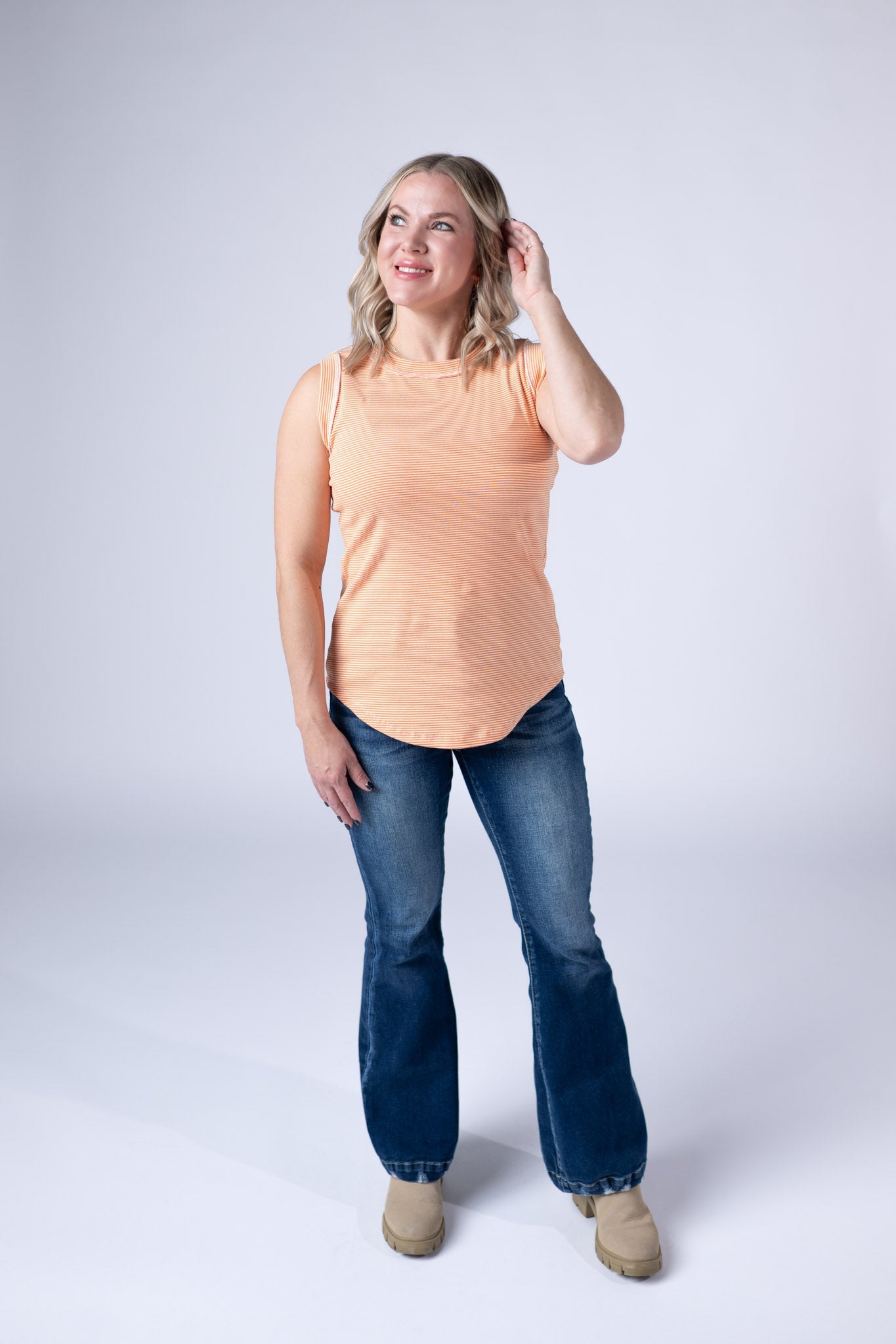 Morgan Micro Striped Tank - Orange