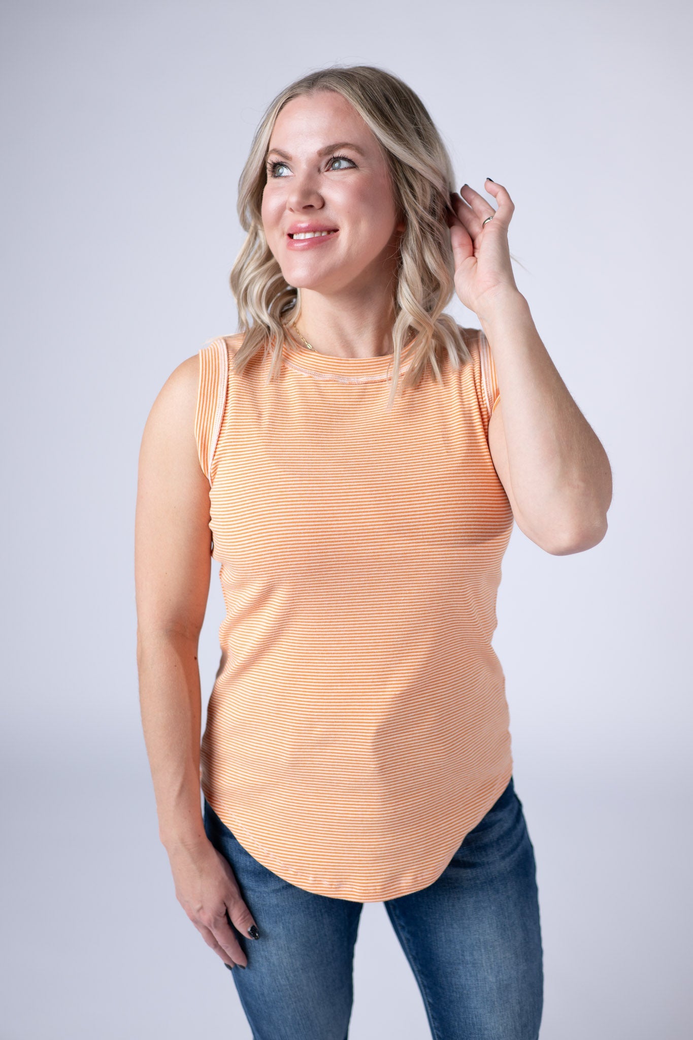 Morgan Micro Striped Tank - Orange