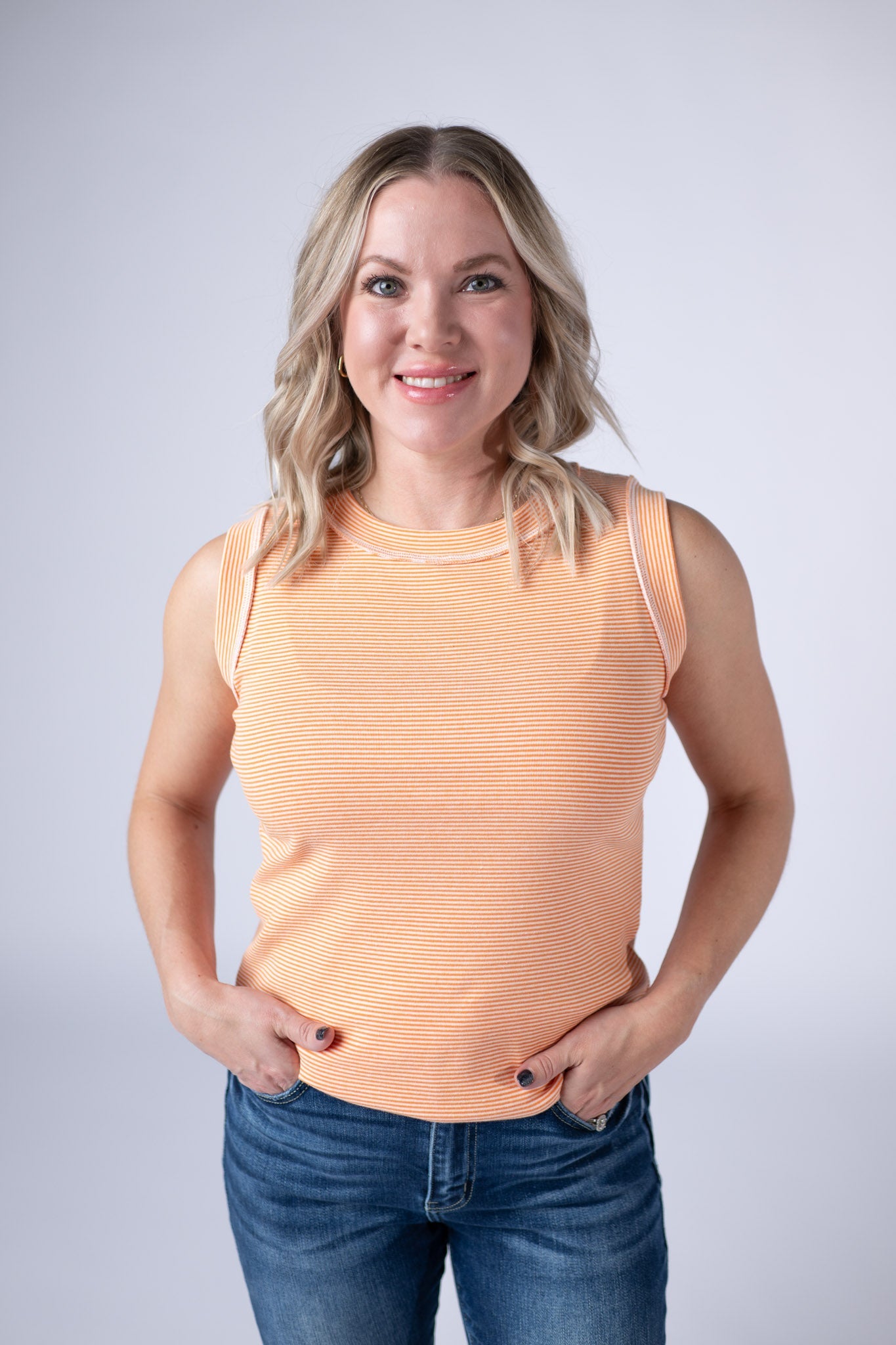 Morgan Micro Striped Tank - Orange