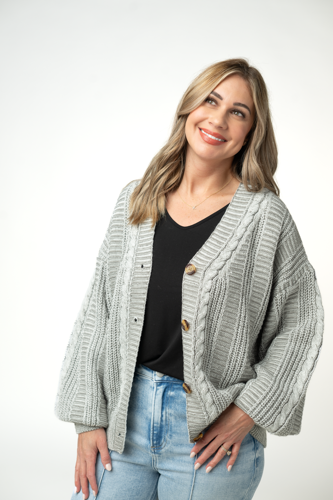 Cable Cardigan - Grey
