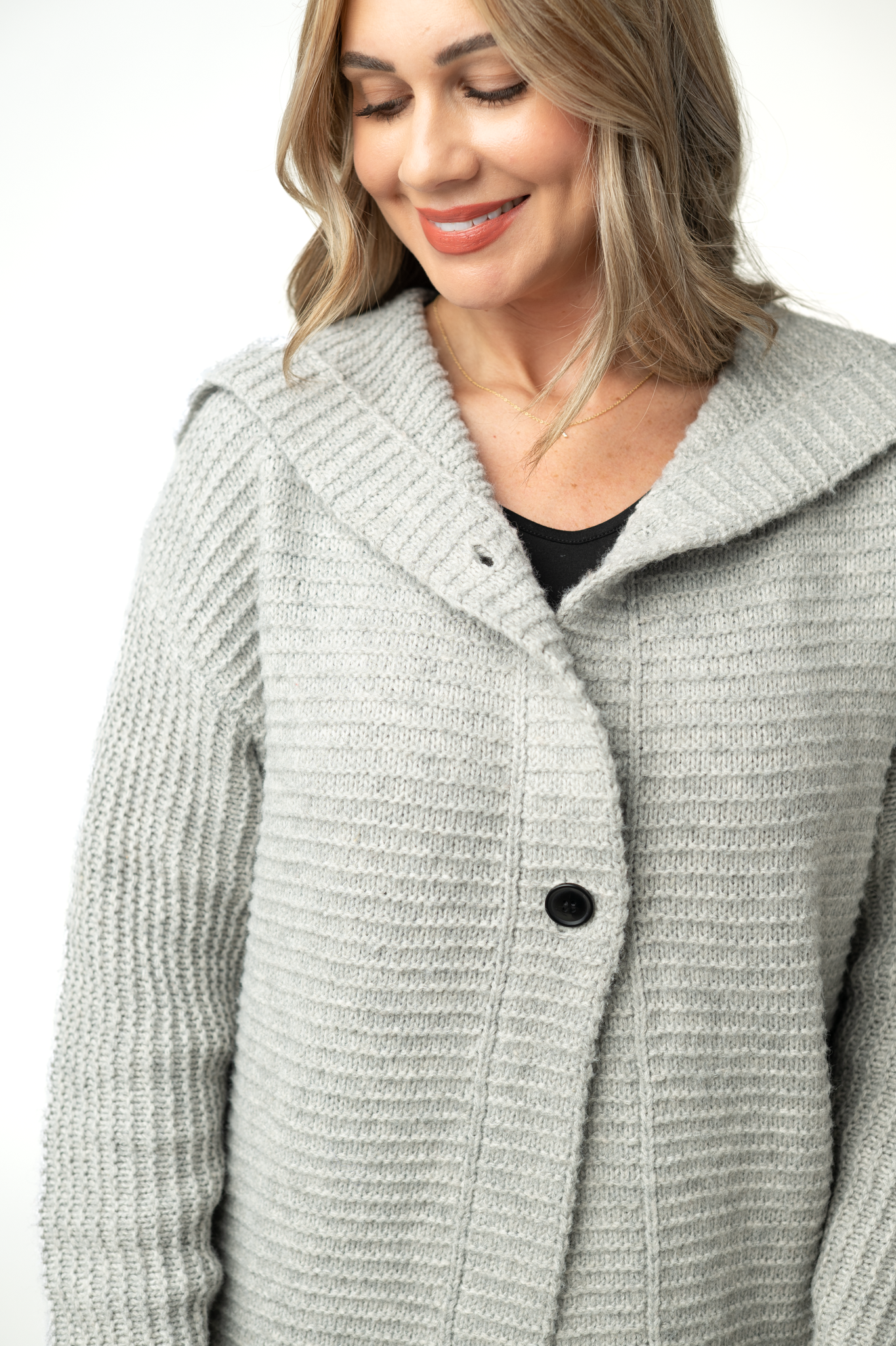 Lillian Long Hooded Cardigan - Grey