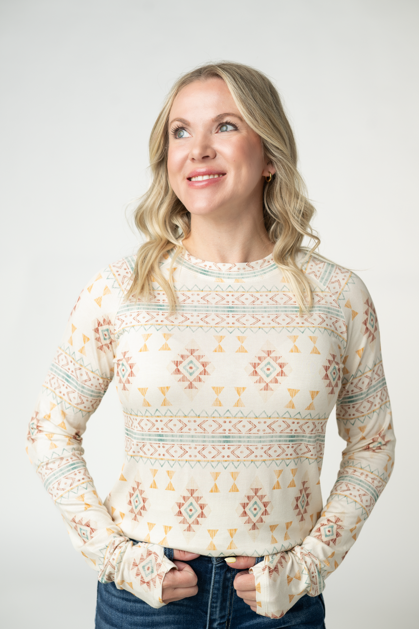 Blair Long Sleeve Top - Desert Geometric