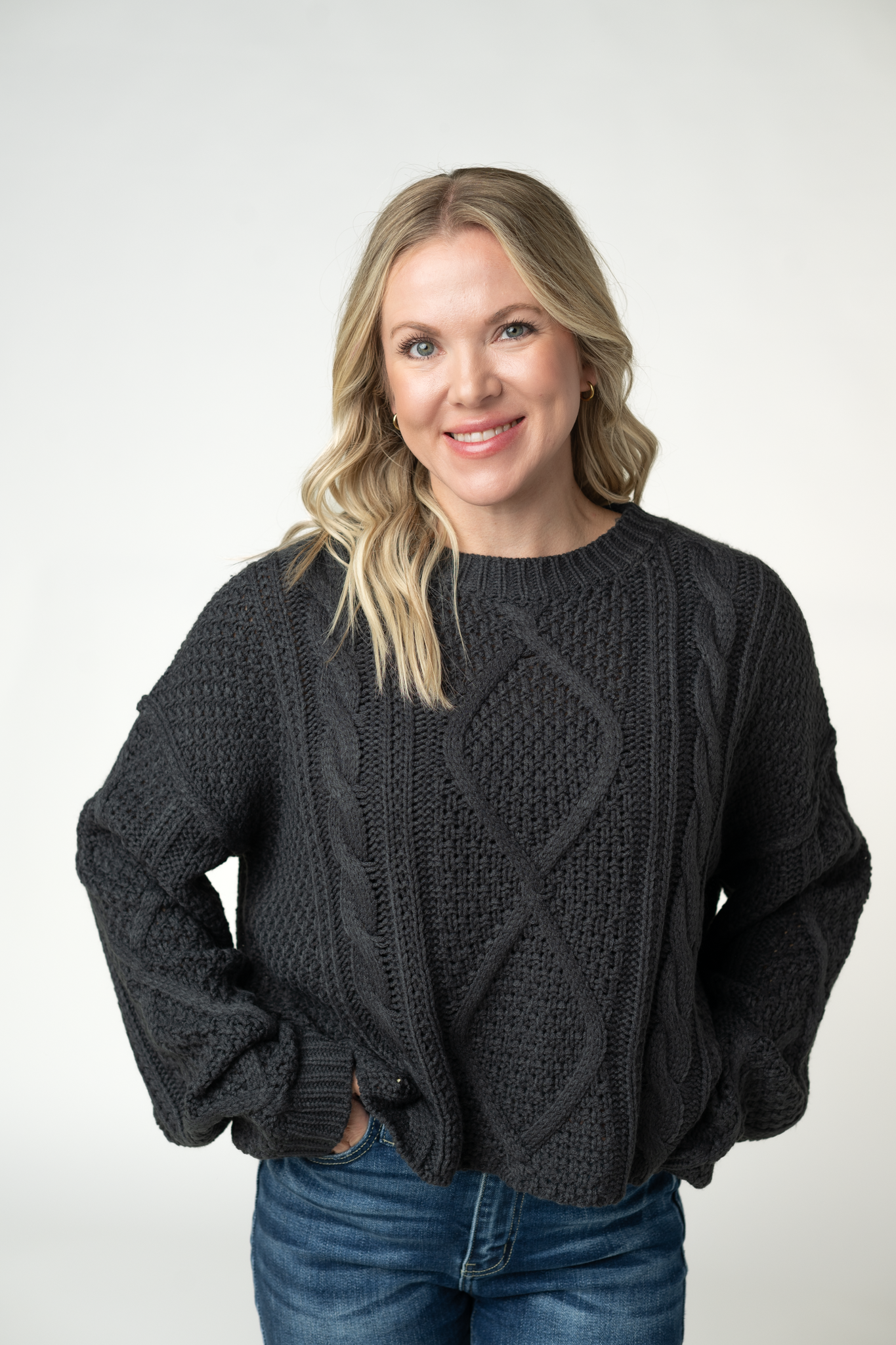 Cable Knit Sweater - Charcoal