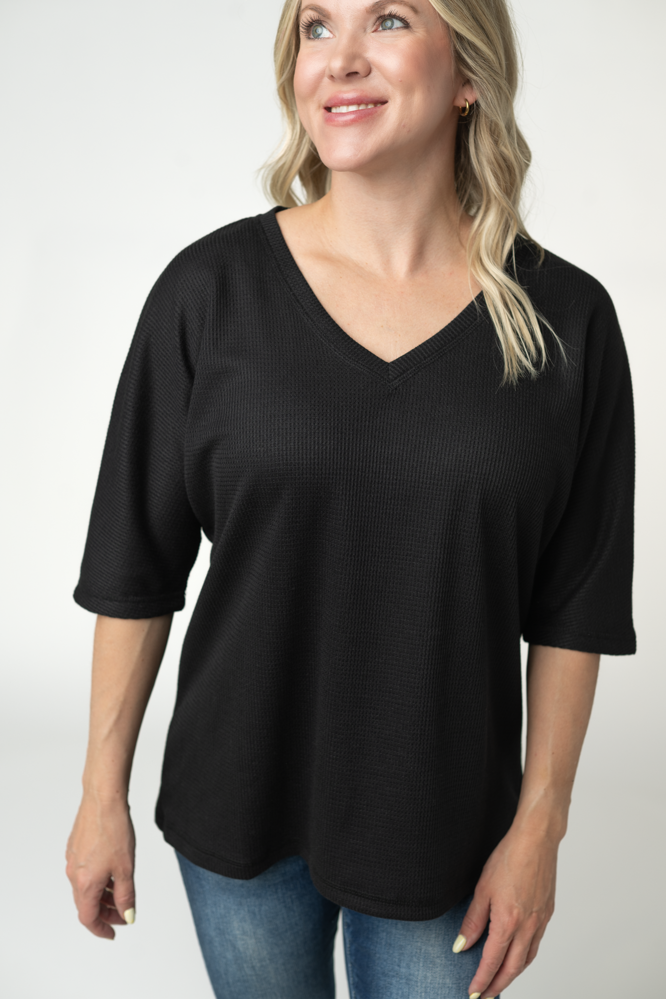 Emerson Waffle Top - Black