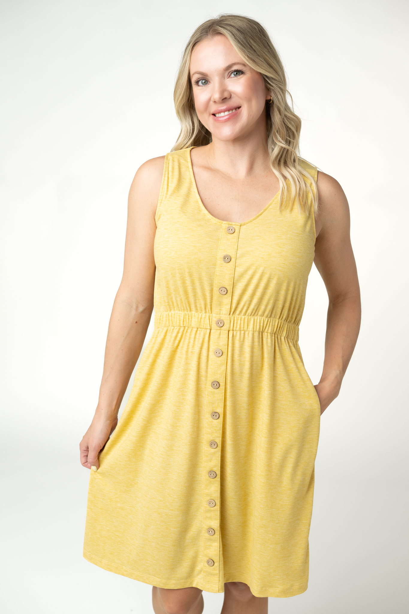 Beverly Button Dress - Yellow