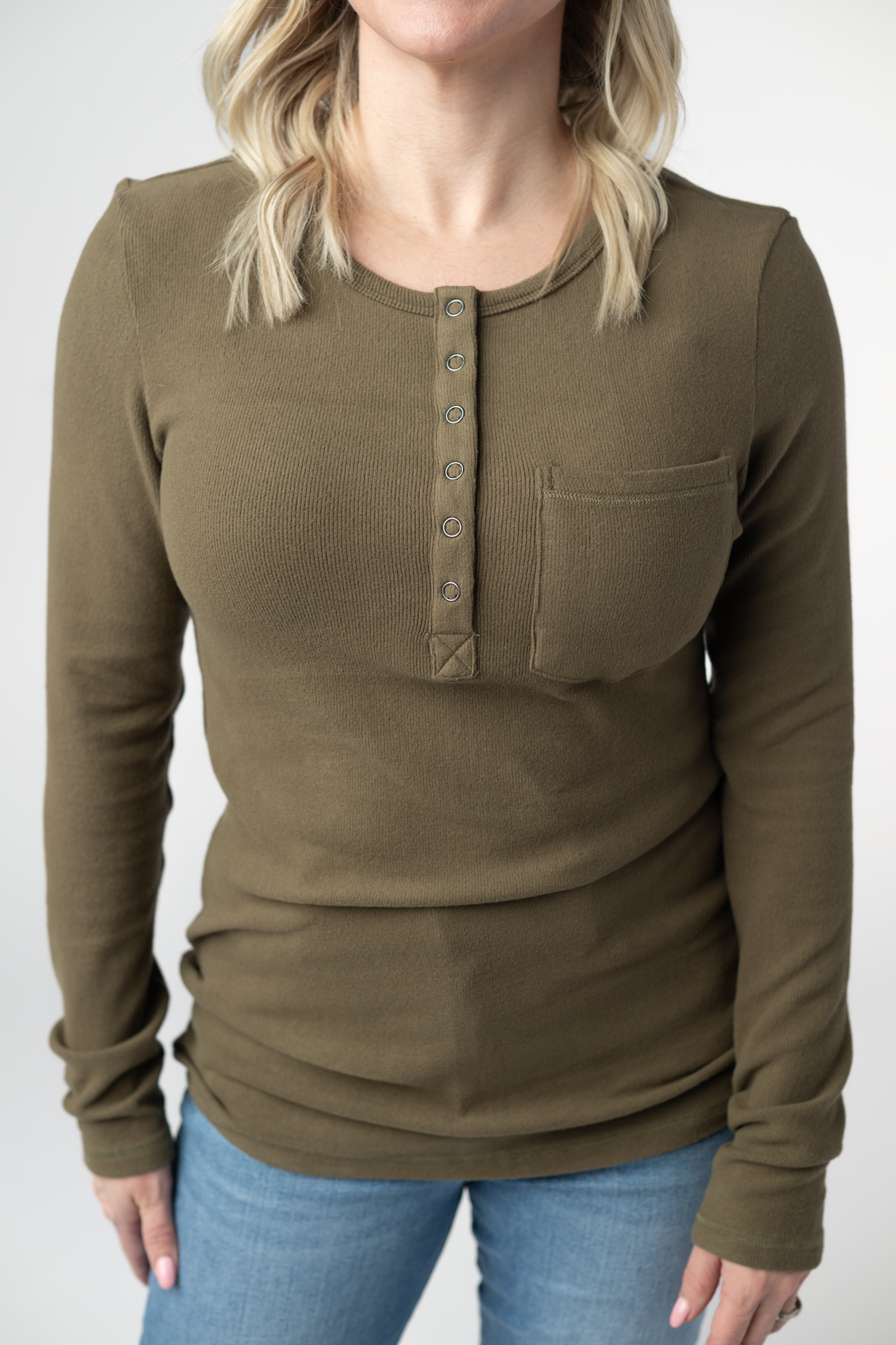 Georgia Long Sleeve Top - Olive