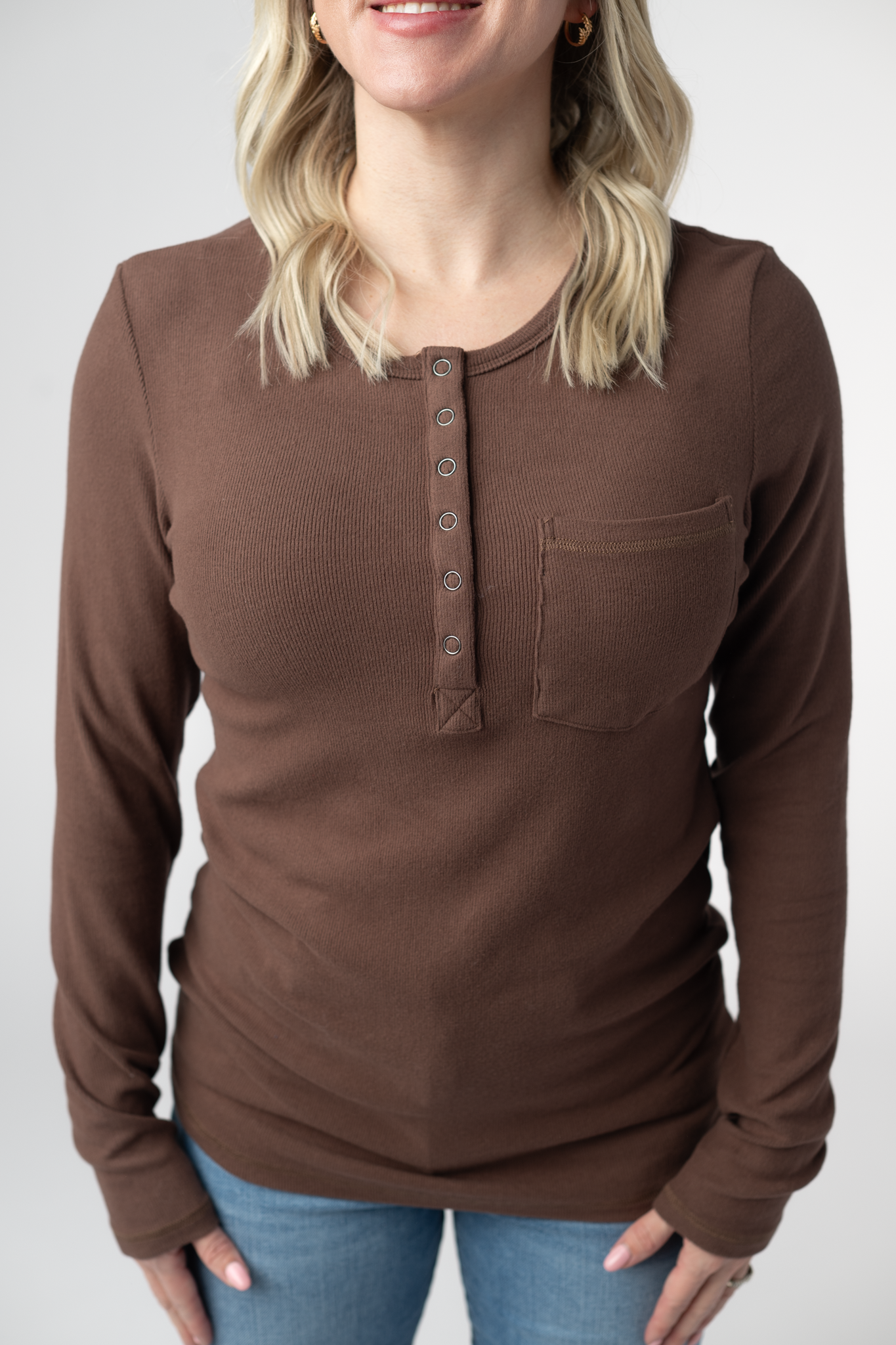 Georgia Long Sleeve Top - Brown
