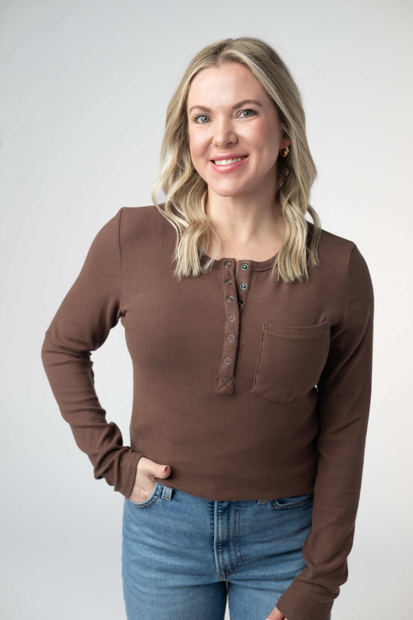 Georgia Long Sleeve Top - Brown