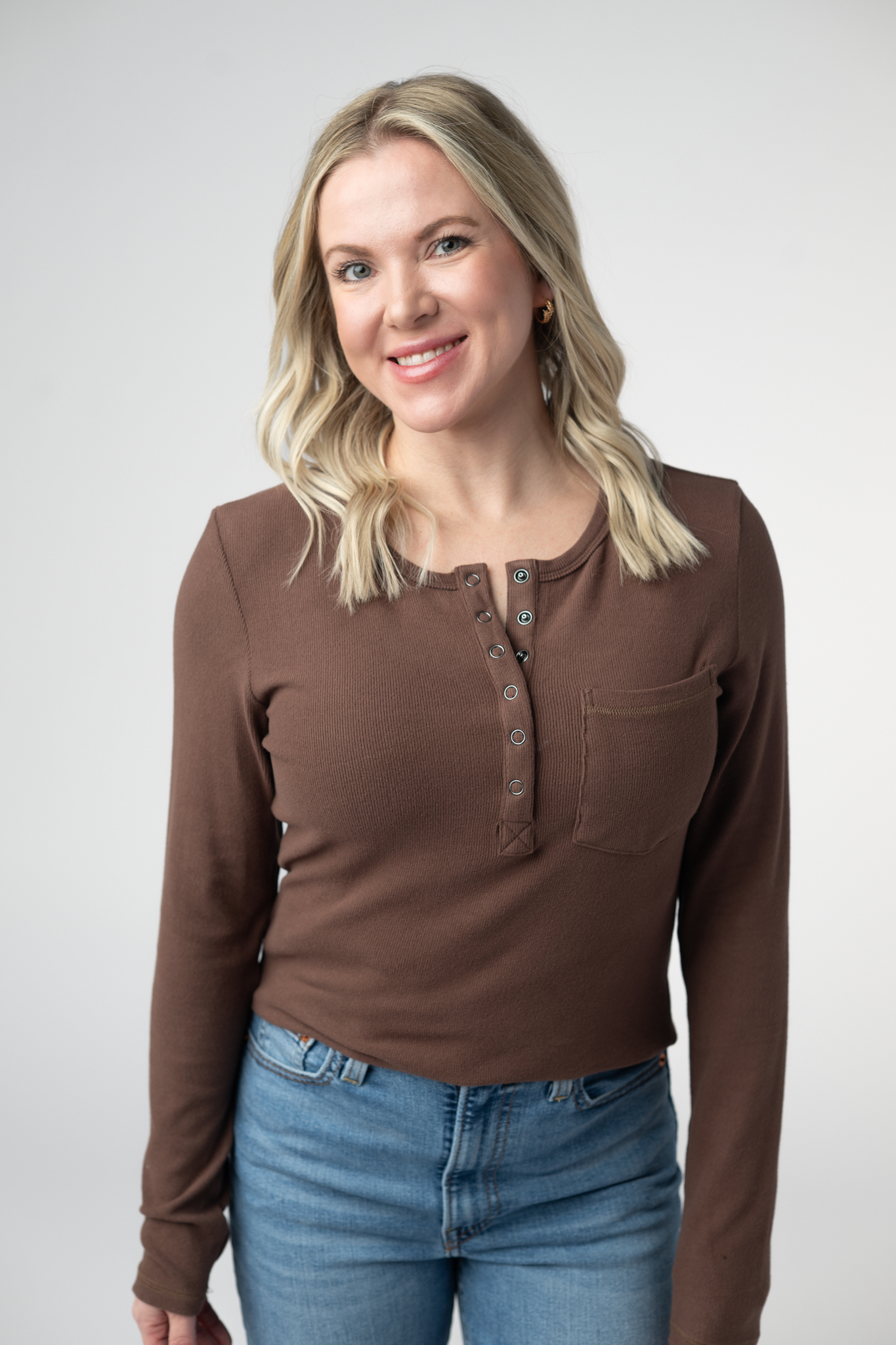 Georgia Long Sleeve Top - Brown