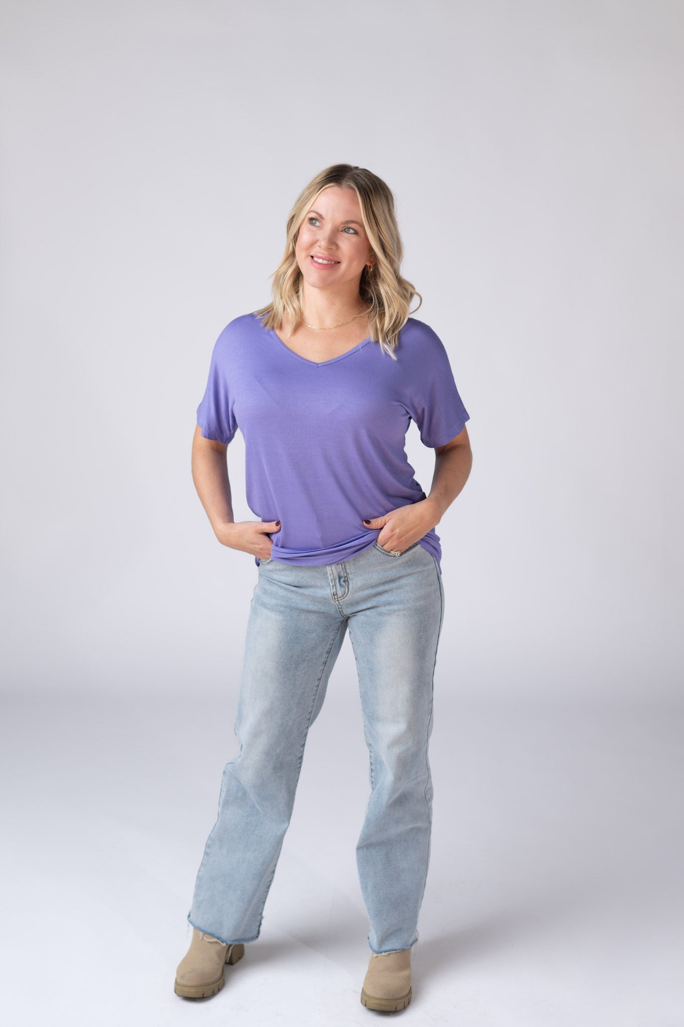 Chloe Cozy Tee - Periwinkle Purple