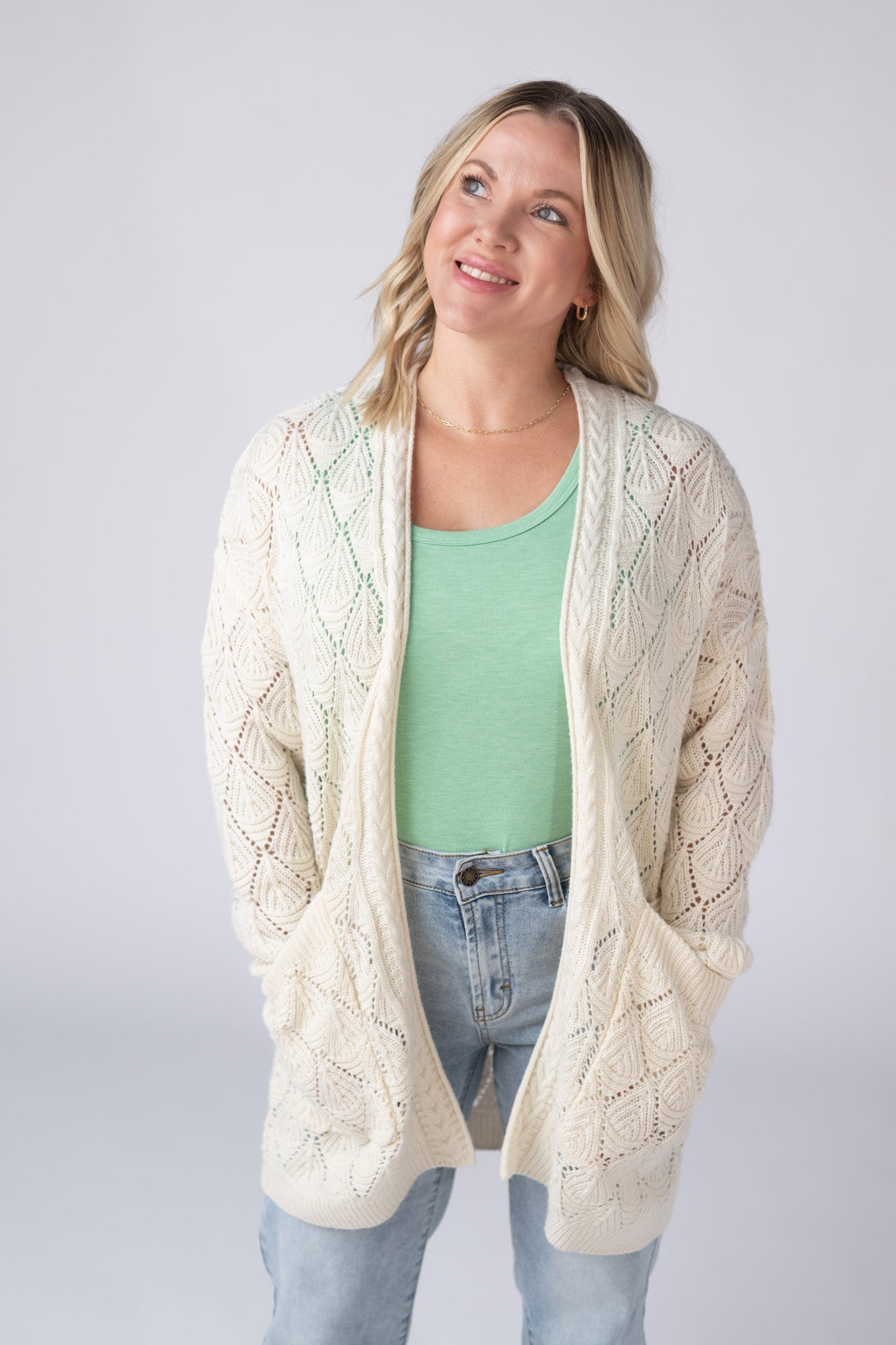 Open Knit Cardigan - Ivory