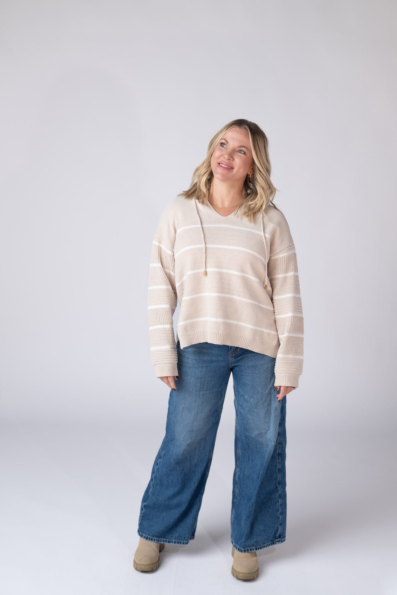 Maddie Striped Hoodie - Natural