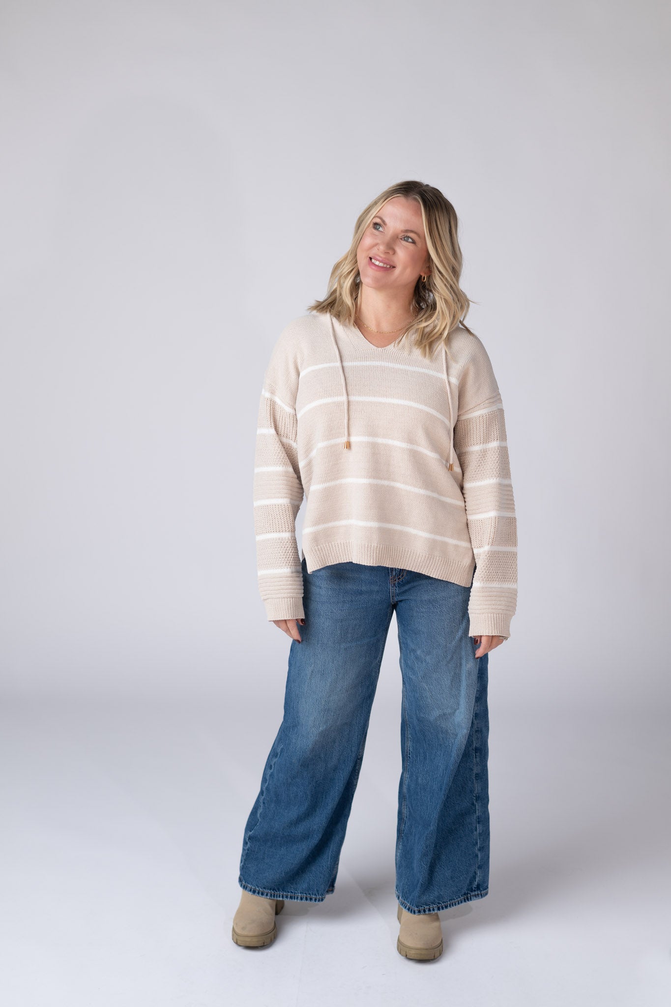 Maddie Striped Hoodie - Natural