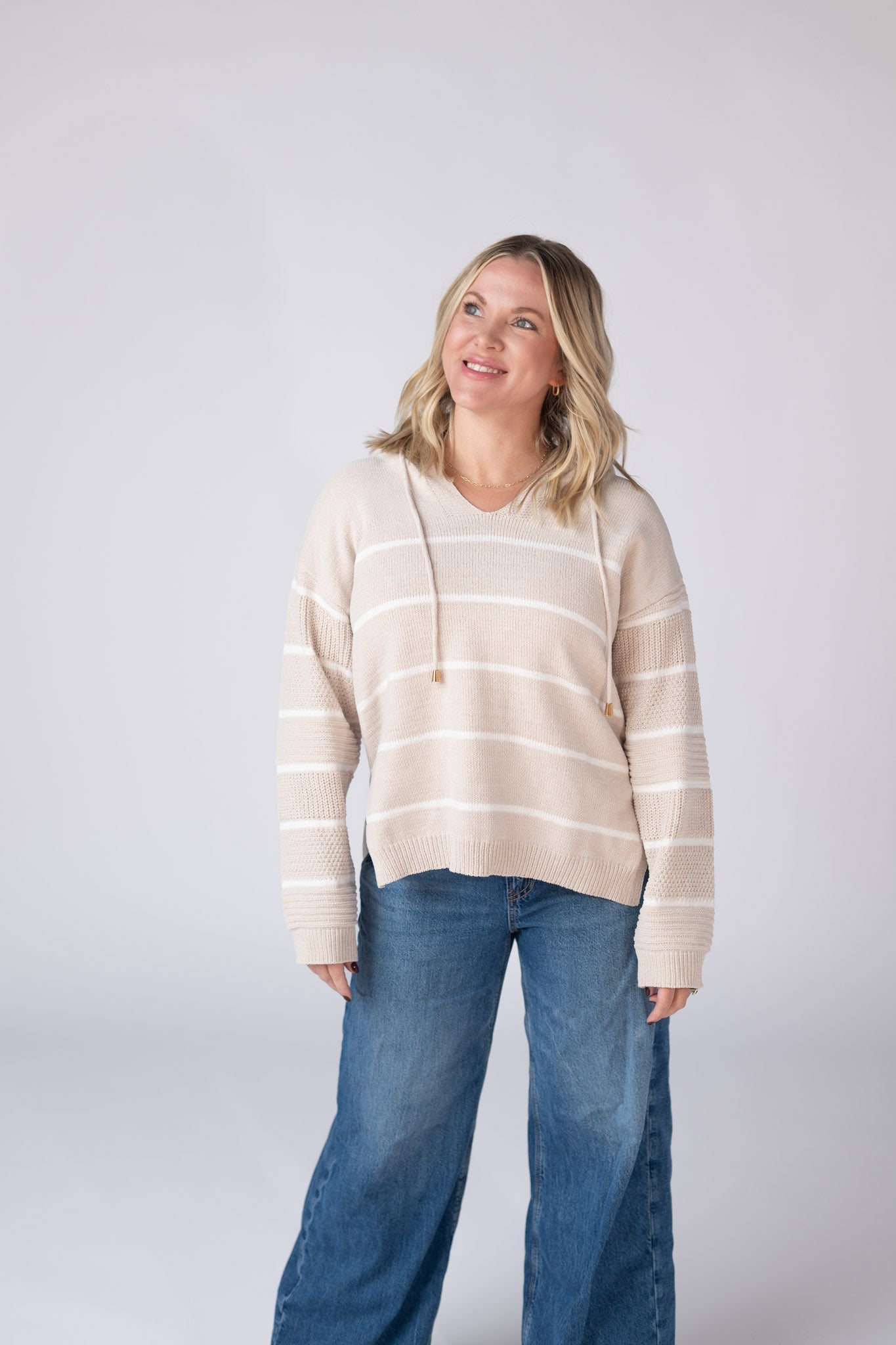 Maddie Striped Hoodie - Natural