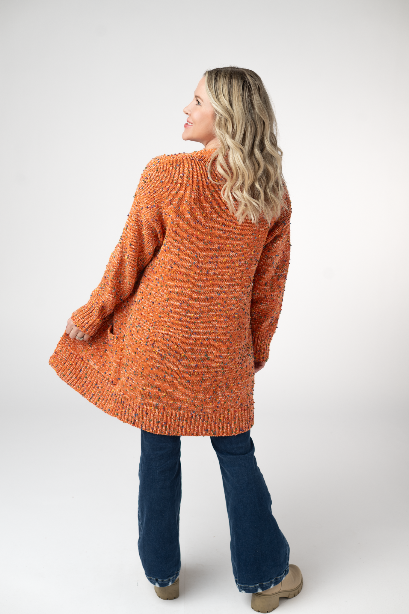 Carly Confetti Dot Cardigan - Pumpkin