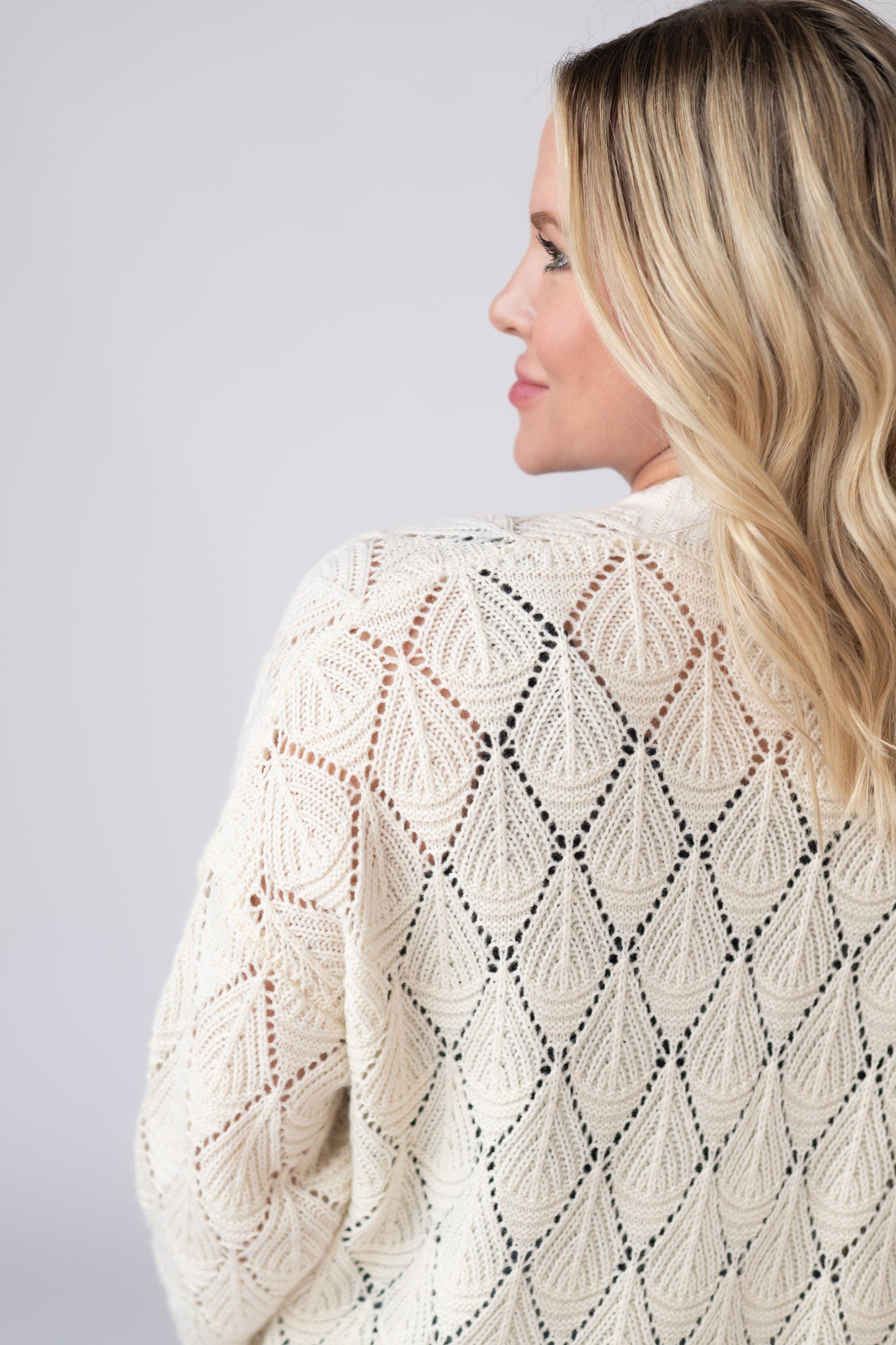 Open Knit Cardigan - Ivory
