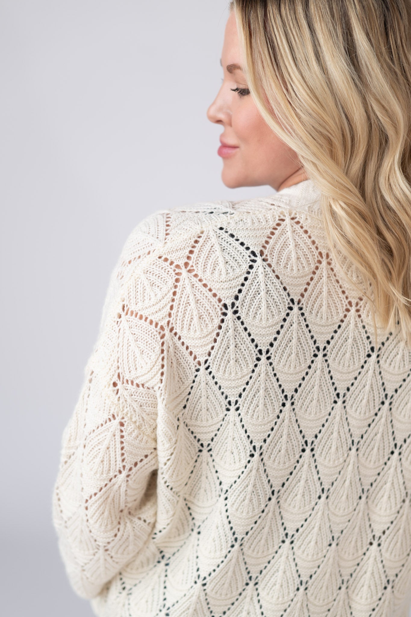 Open Knit Cardigan - Ivory