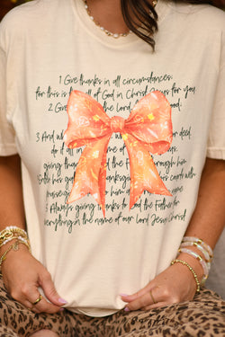 THANKSGIVING BIBLE VERSE BOW TEE