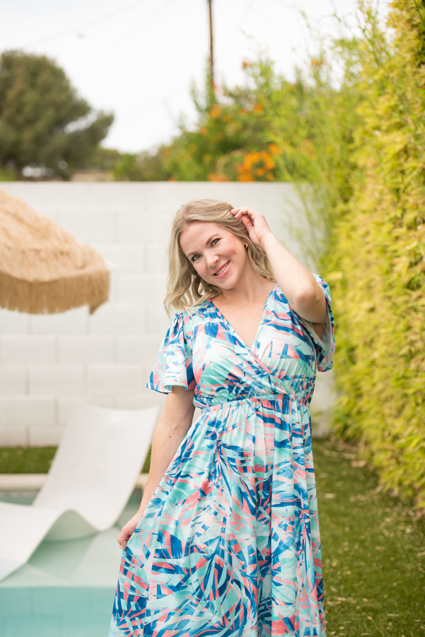 Millie Maxi Dress - Abstract Aqua Breeze