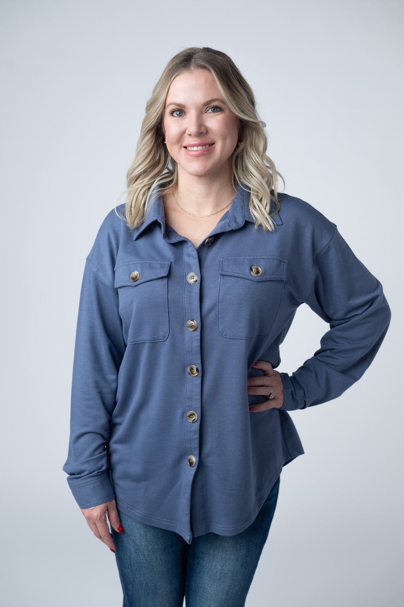 Brenna Button Down Top - Denim