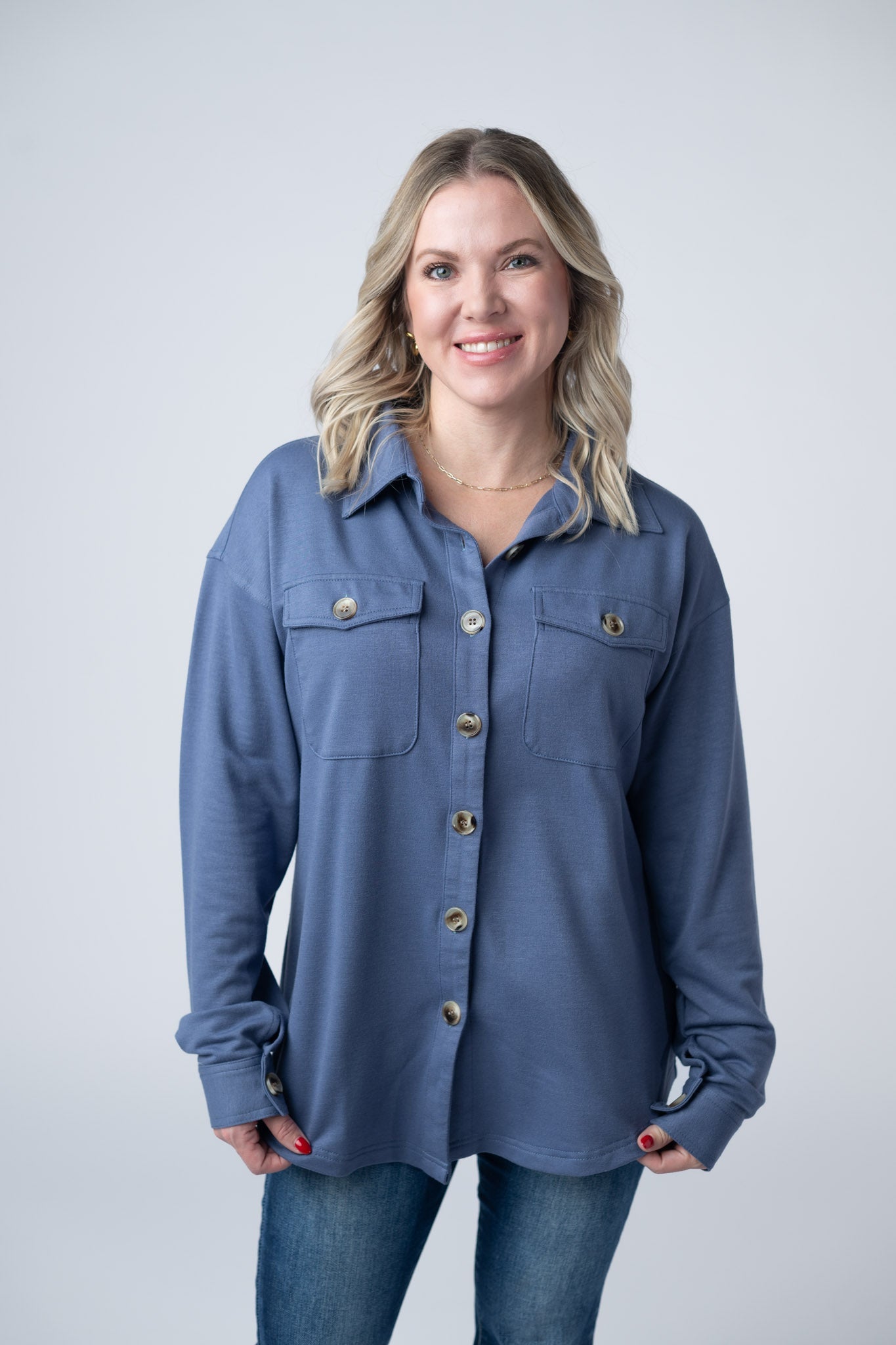 Brenna Button Down Top - Denim