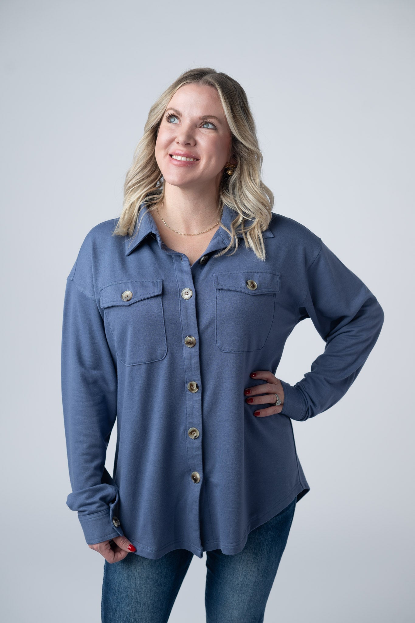 Brenna Button Down Top - Denim