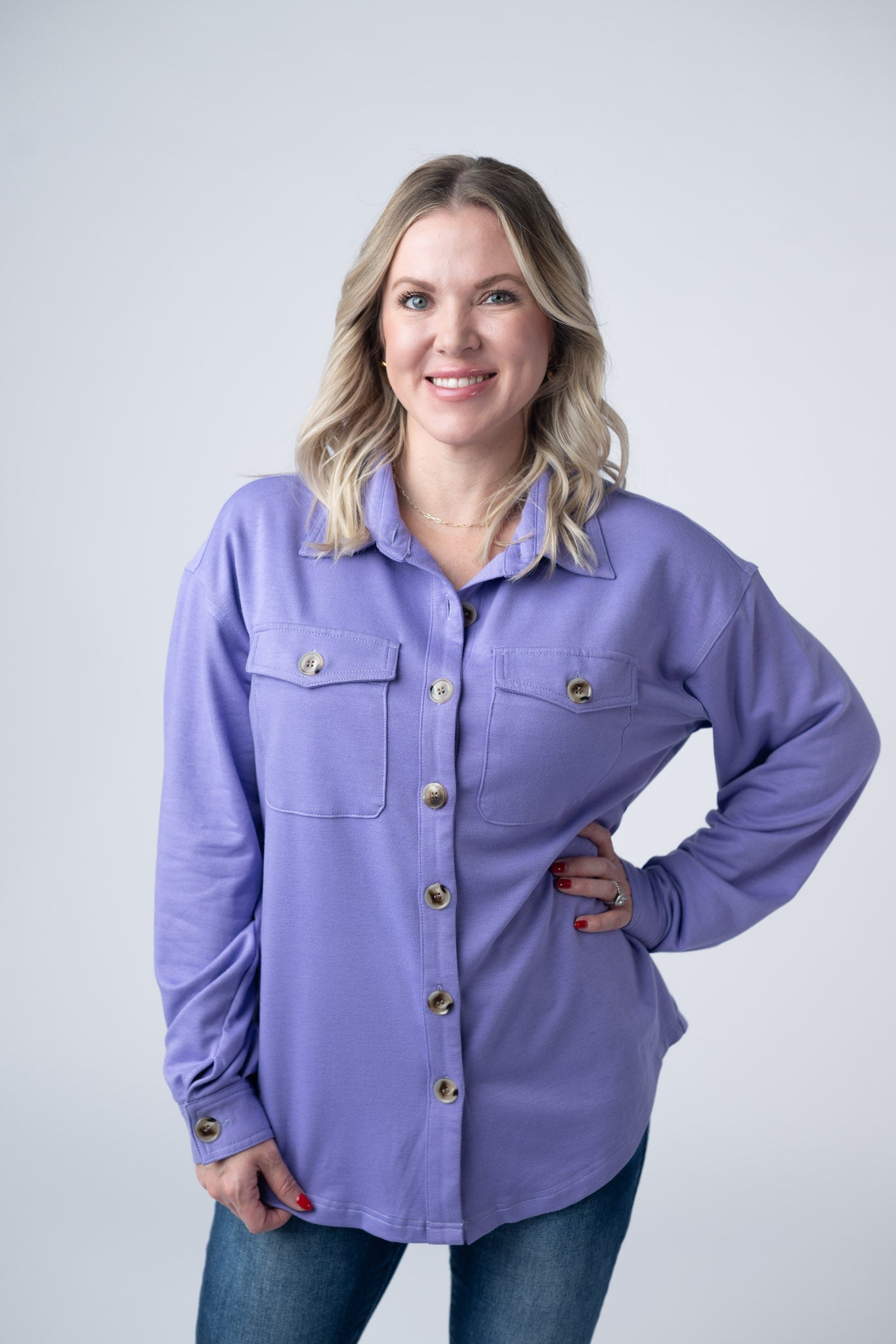Brenna Button Down Top - Purple