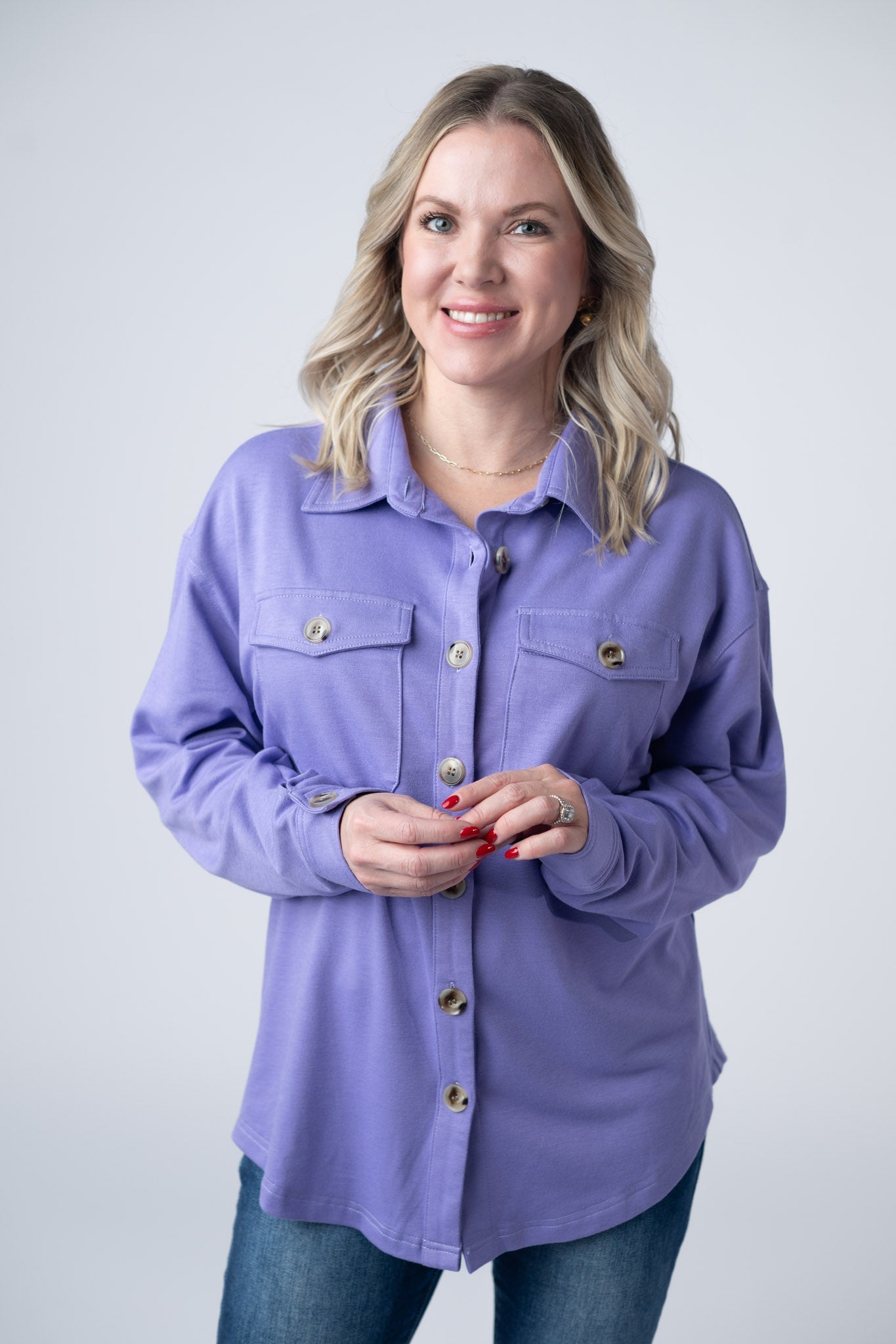 Brenna Button Down Top - Purple