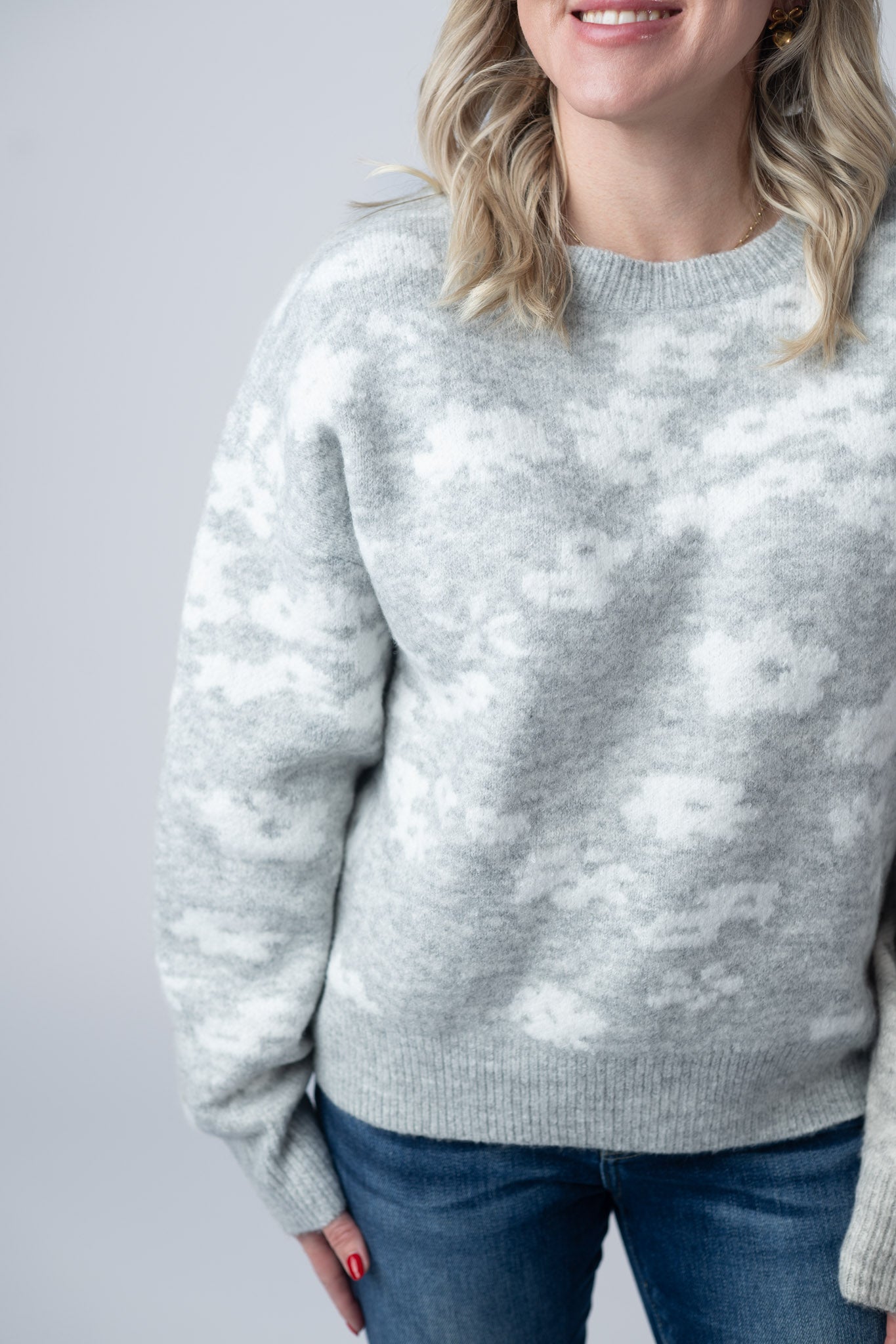 Floral Abstract Sweater - Grey