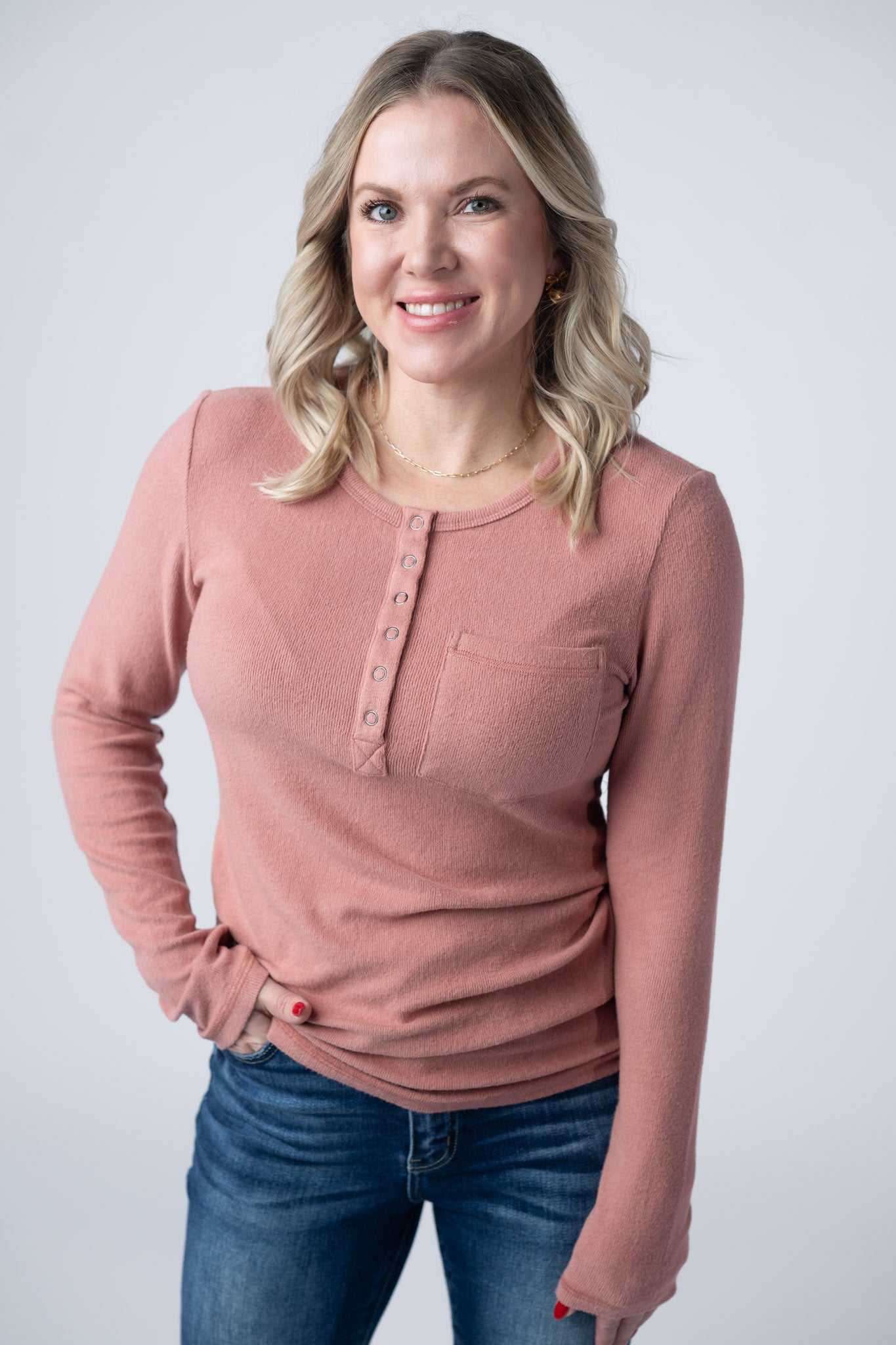 Georgia Long Sleeve Top - Rose