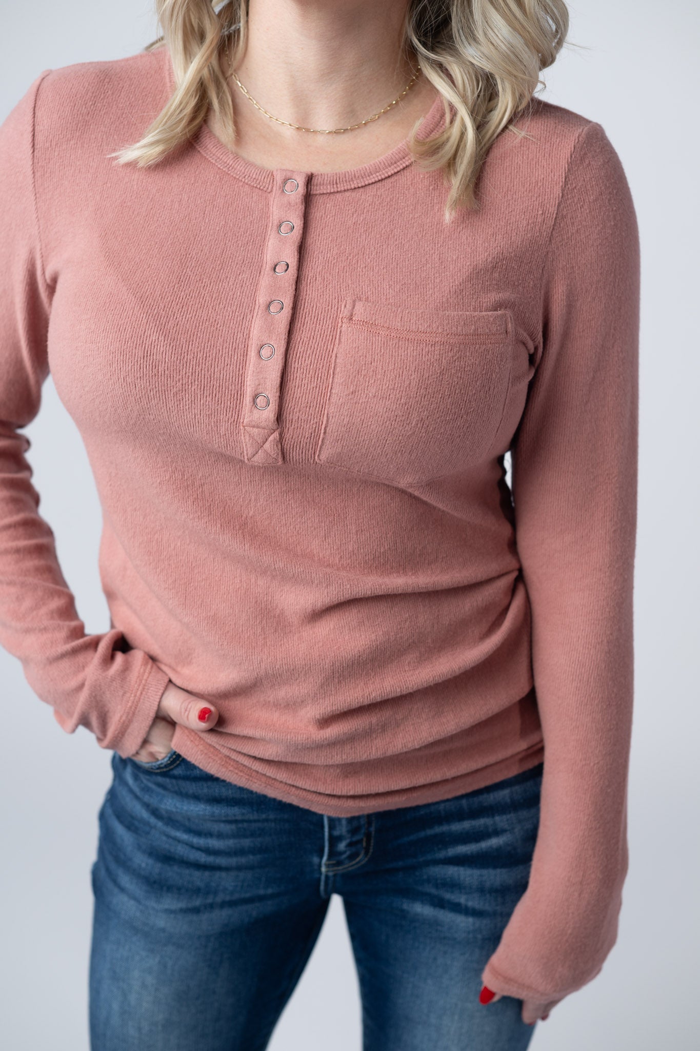 Georgia Long Sleeve Top - Rose