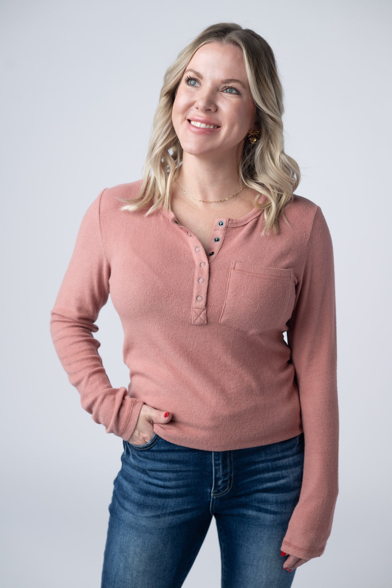 Georgia Long Sleeve Top - Rose