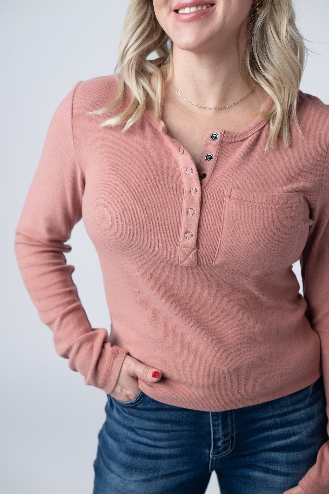 Georgia Long Sleeve Top - Rose