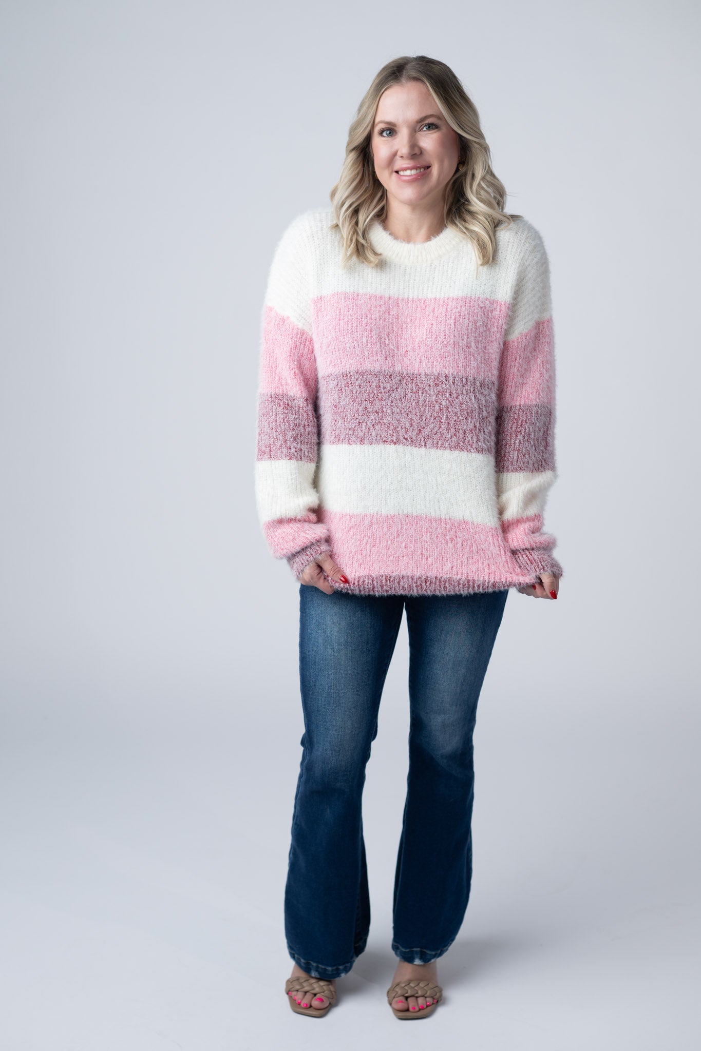Cozy Block Sweater - VDay Stripes