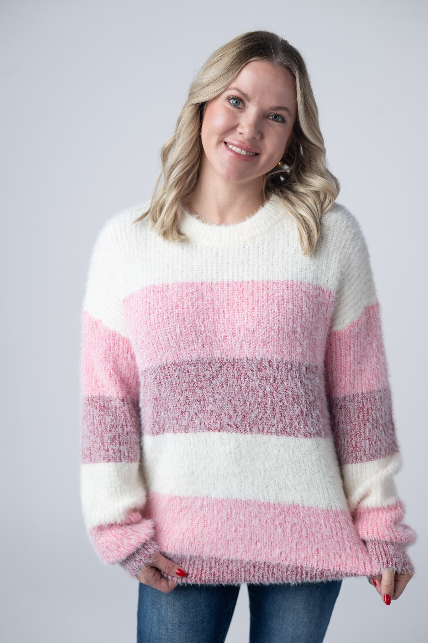 Cozy Block Sweater - VDay Stripes