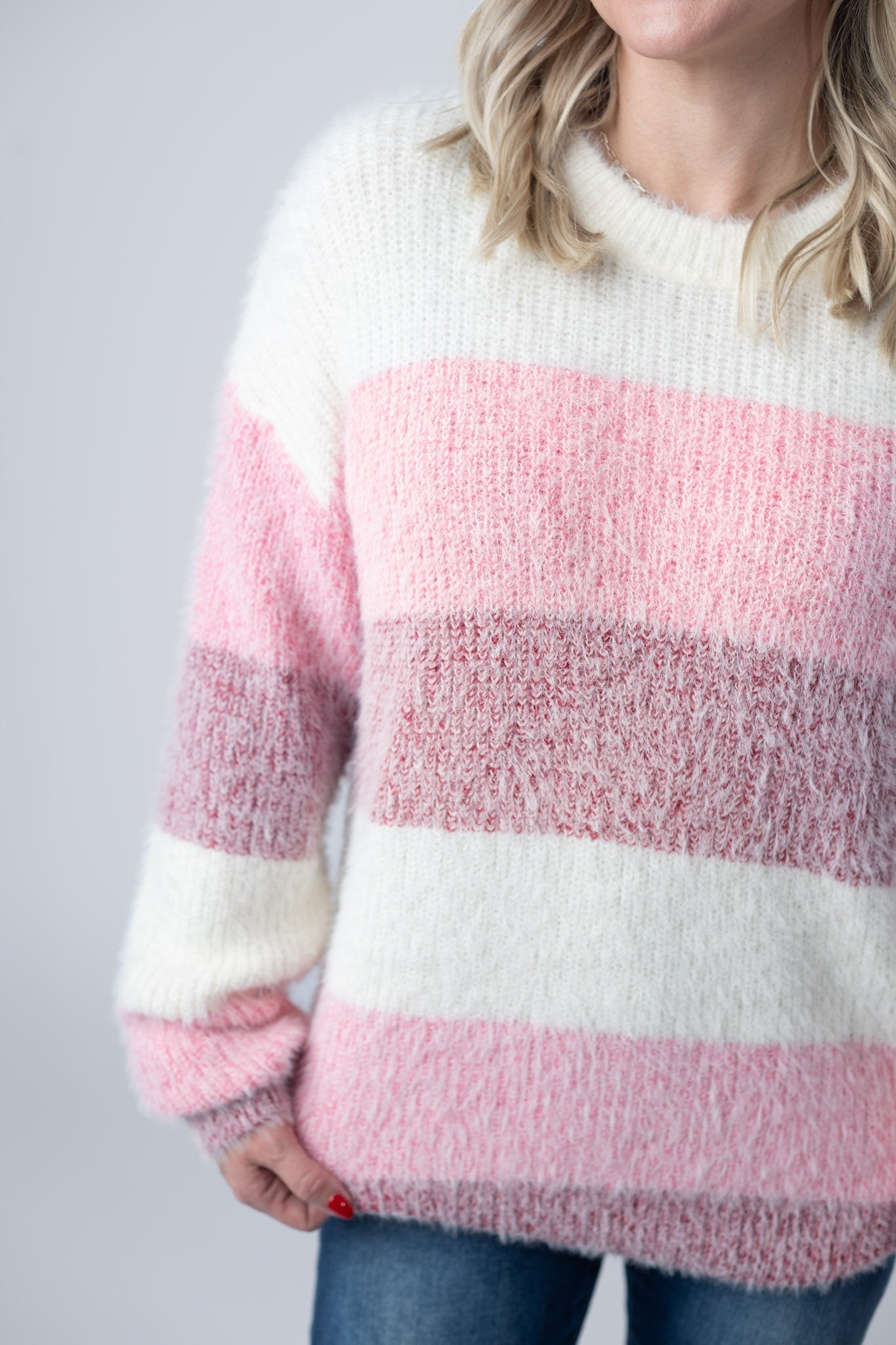 Cozy Block Sweater - VDay Stripes