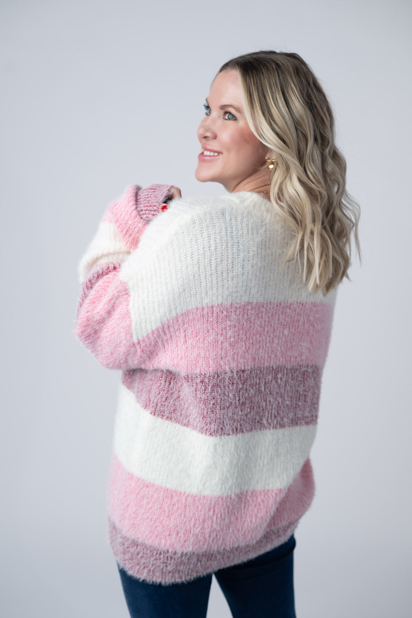 Cozy Block Sweater - VDay Stripes