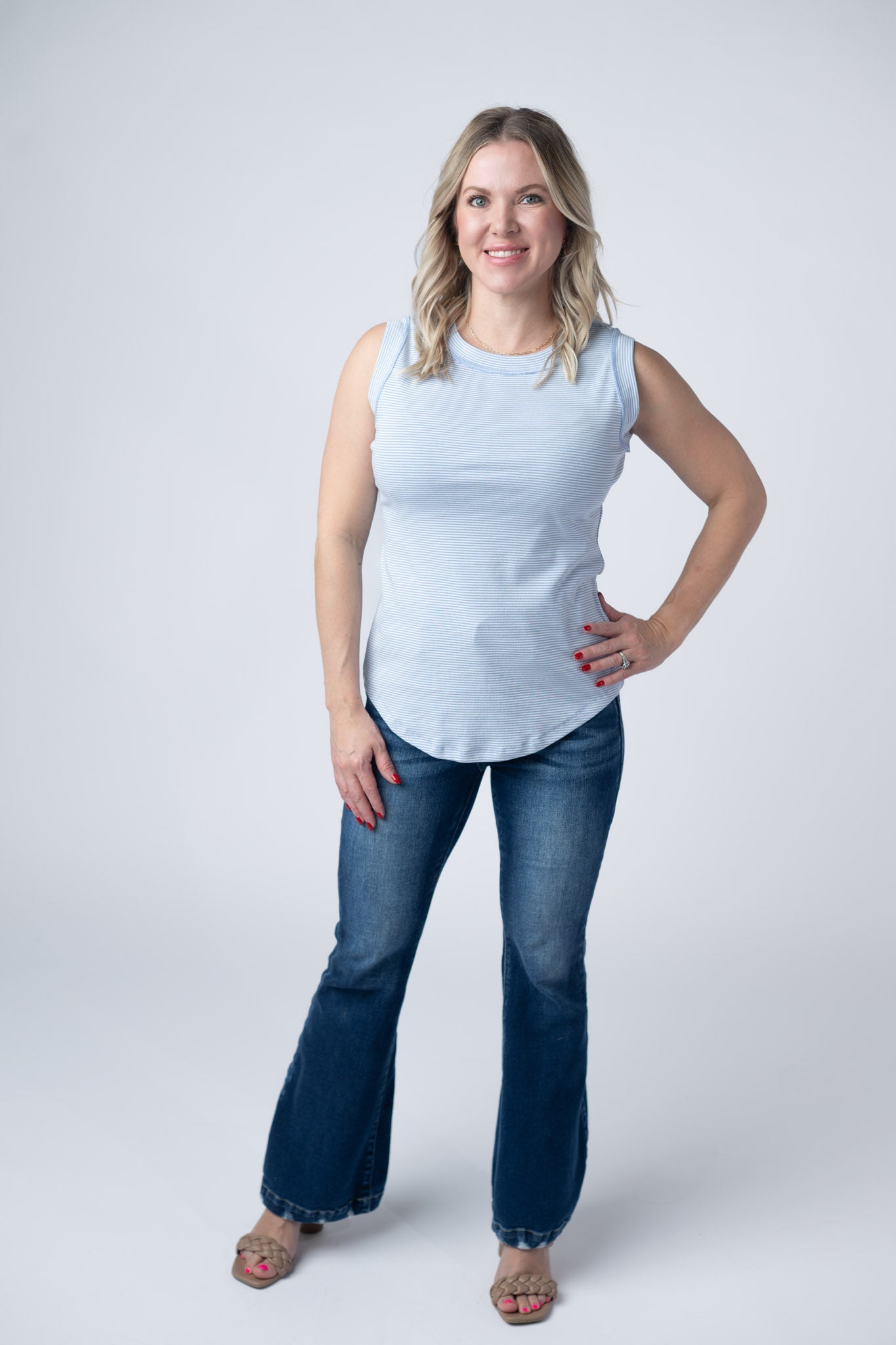 Morgan Micro Striped Tank - Periwinkle