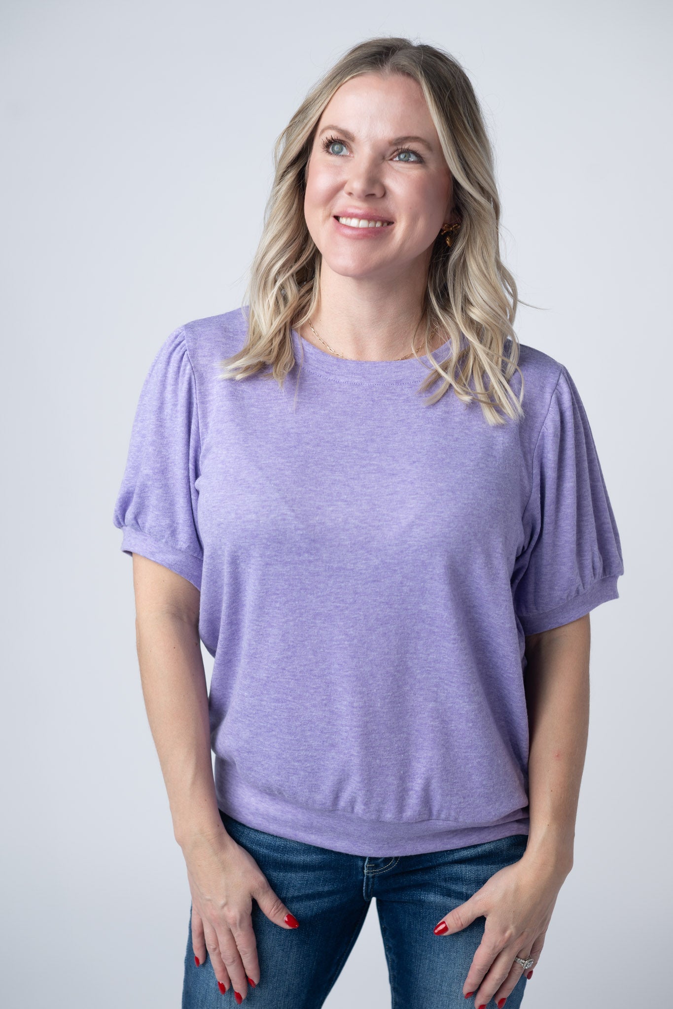Katie Cozy Top - Heathered Purple