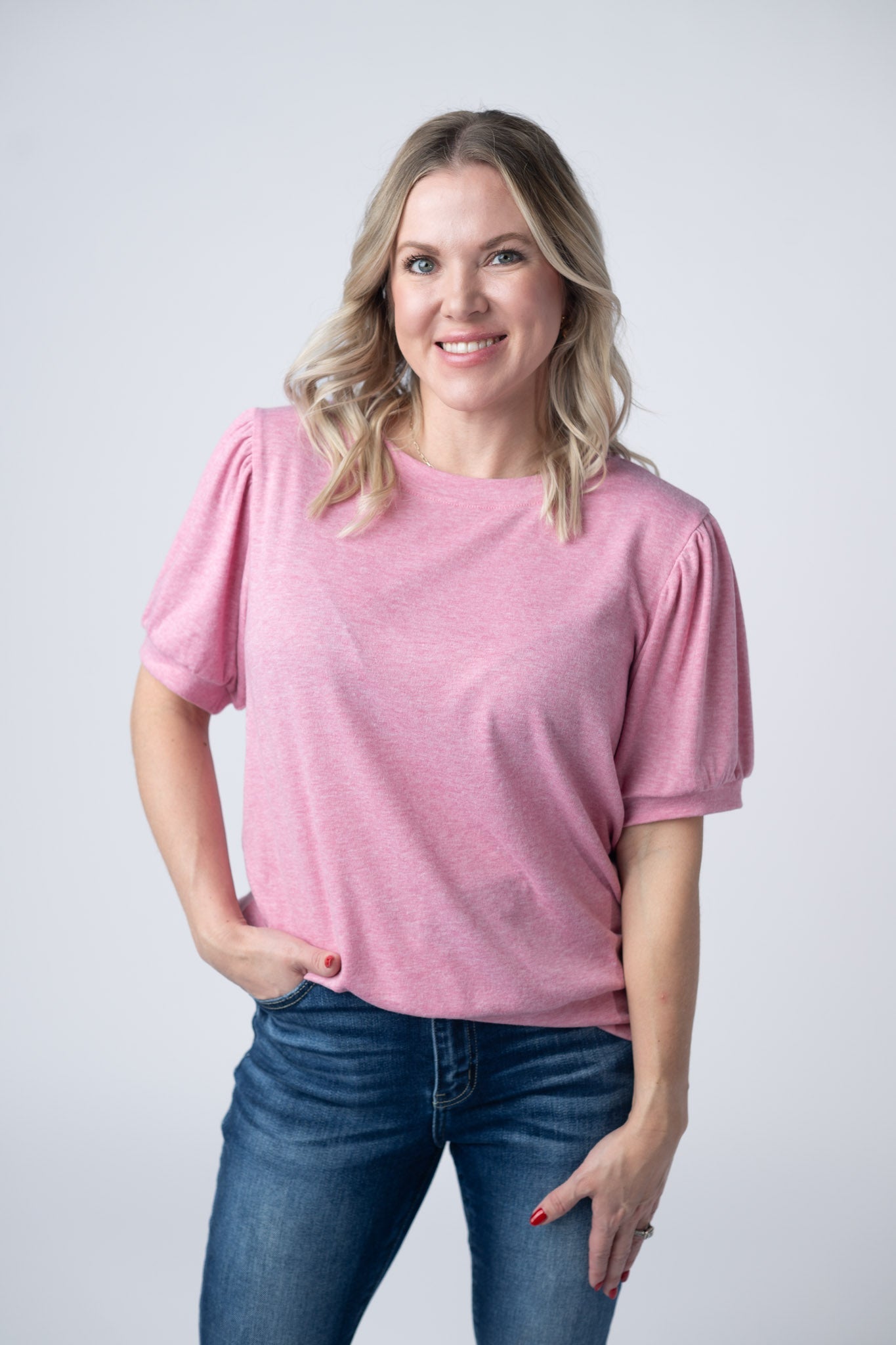 Katie Cozy Top - Heathered Pink