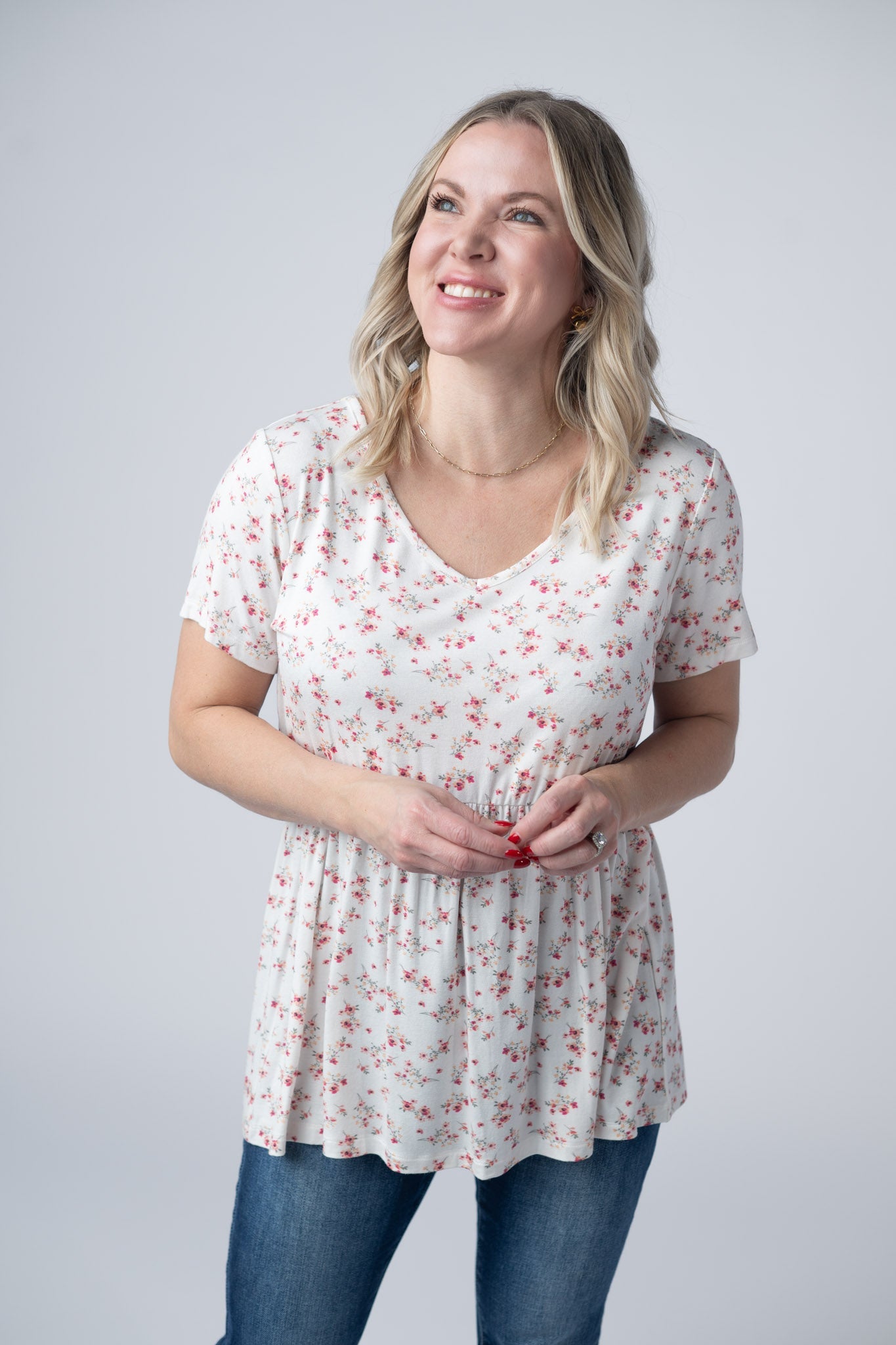 Sarah Ruffle Short Sleeve - Micro Pink Floral