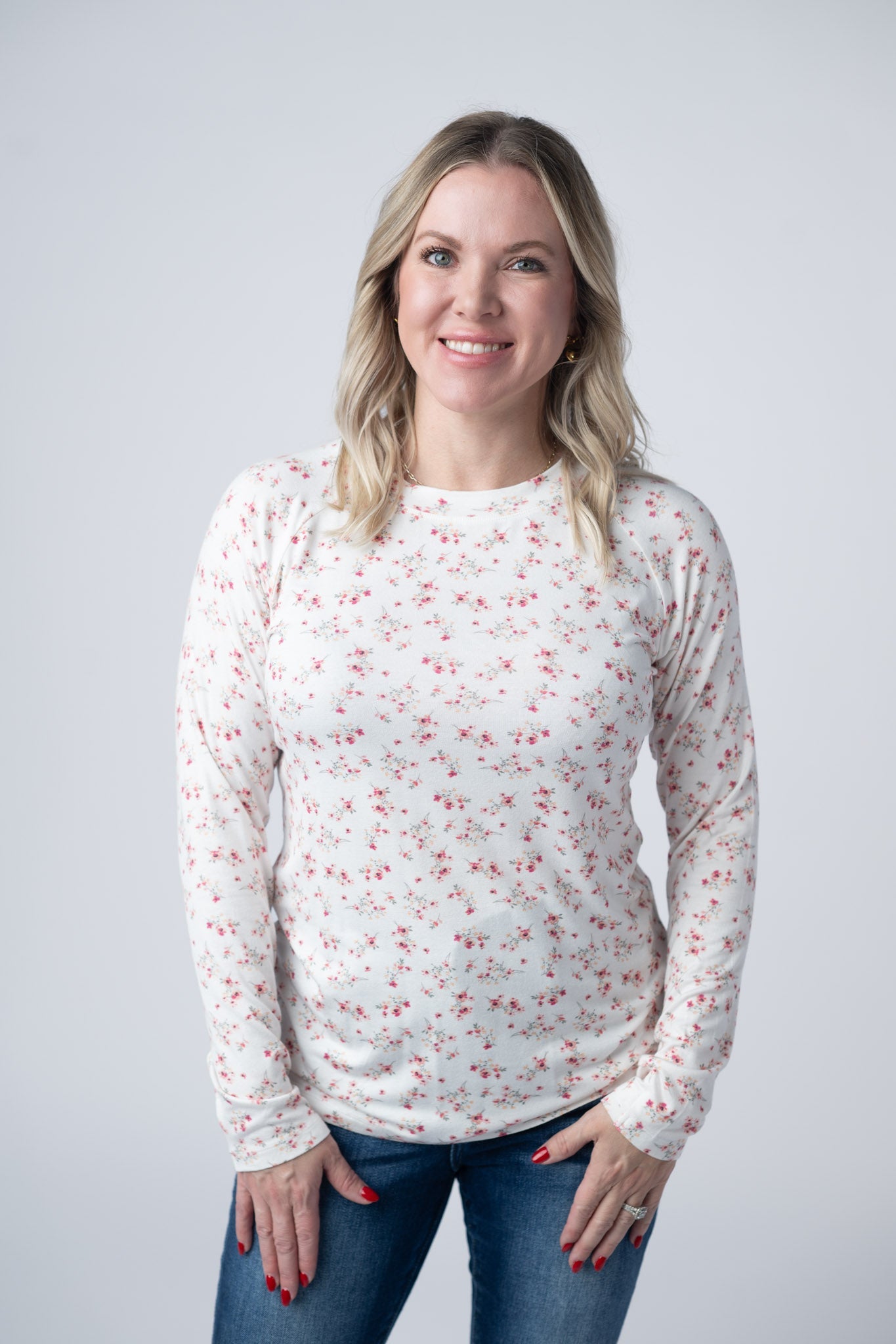 Blair Long Sleeve Top - Micro Pink Floral