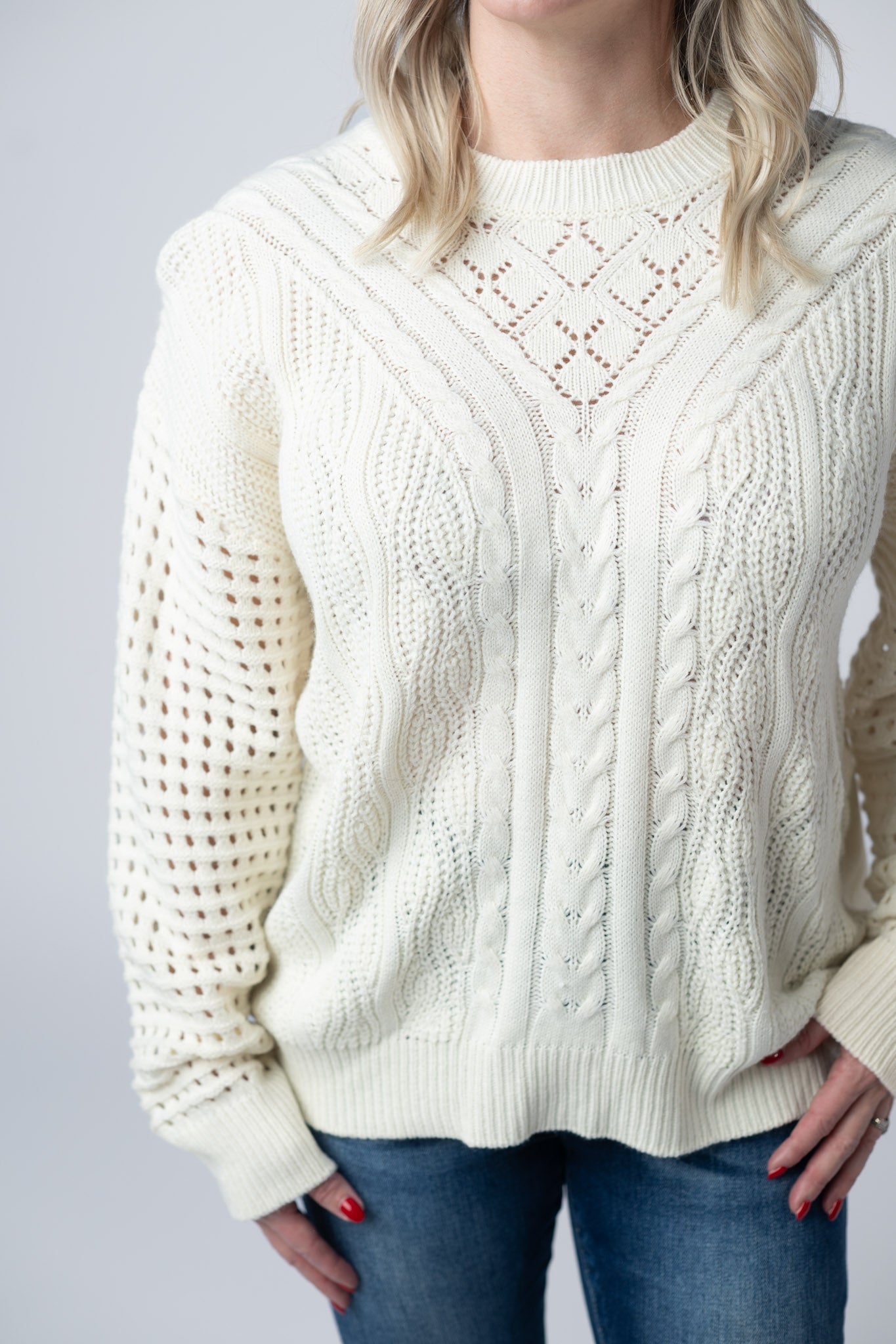 Jasmine Open Knit Sweater - Ivory