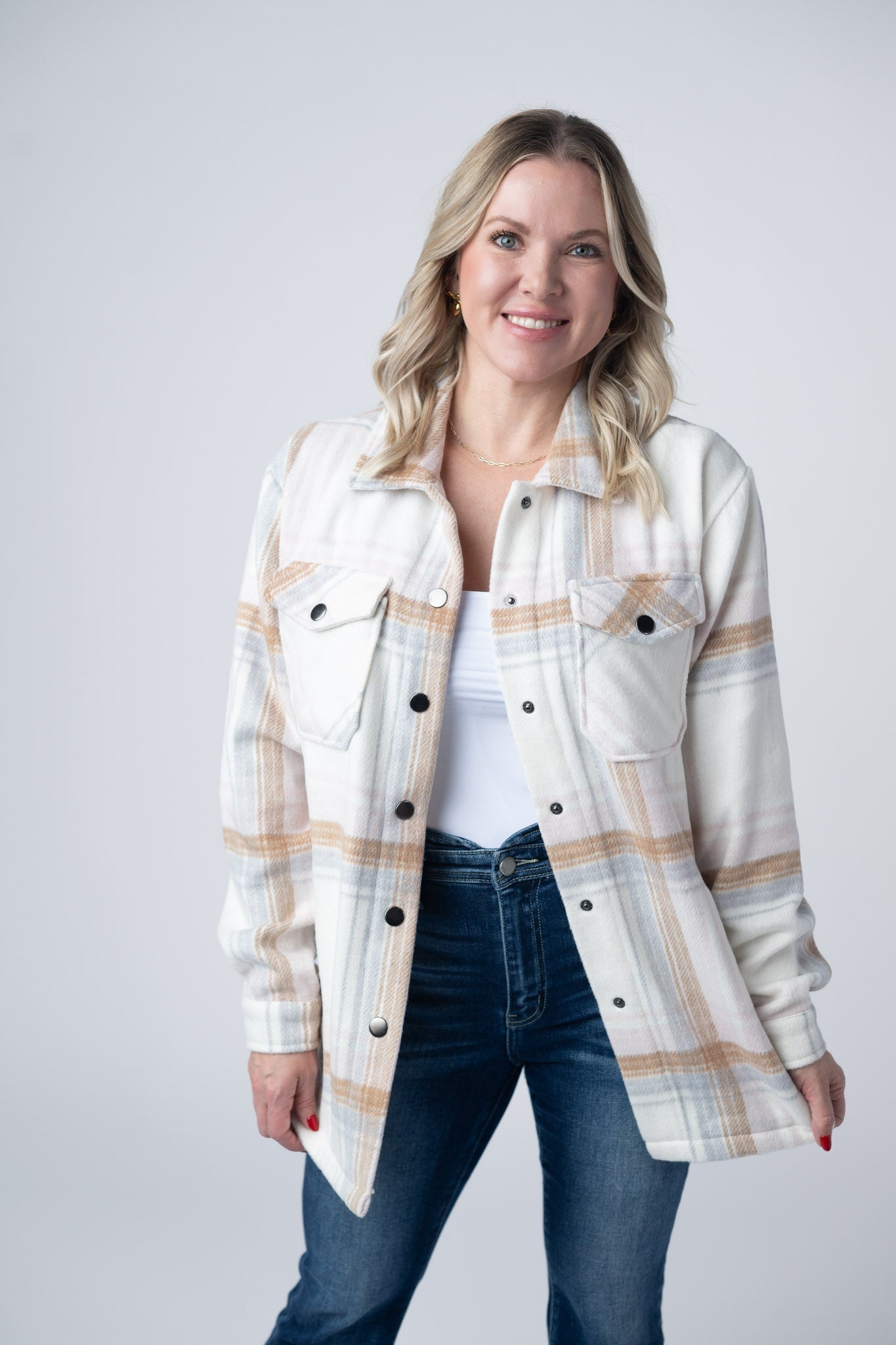 Norah Plaid Shacket - Neutral Blush Mix